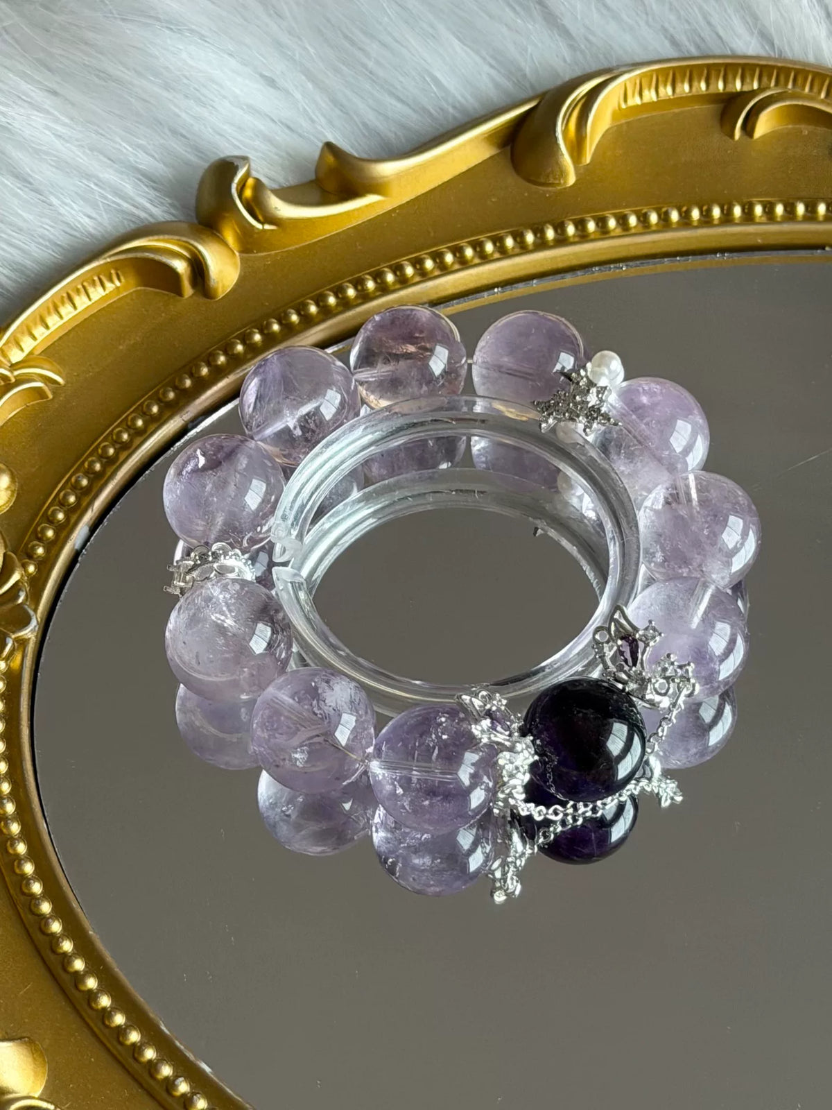 18mm Natural Amethyst Beaded Bracelet