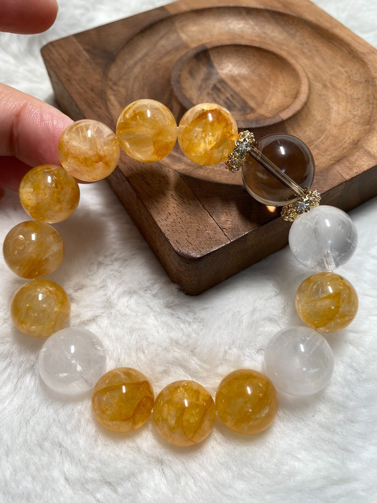 Natural Quartz Bracelet Yellow Phantom Smoky