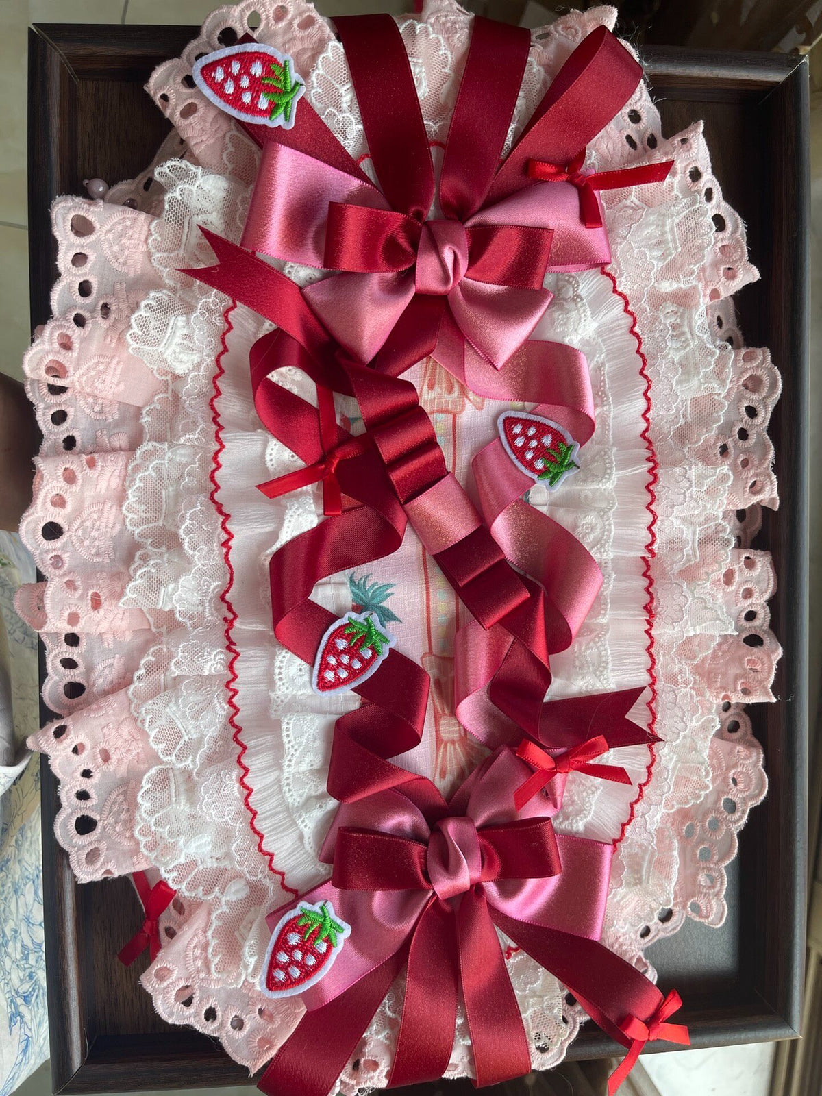 Sweet Lolita Pink Lace Bonnet Hat