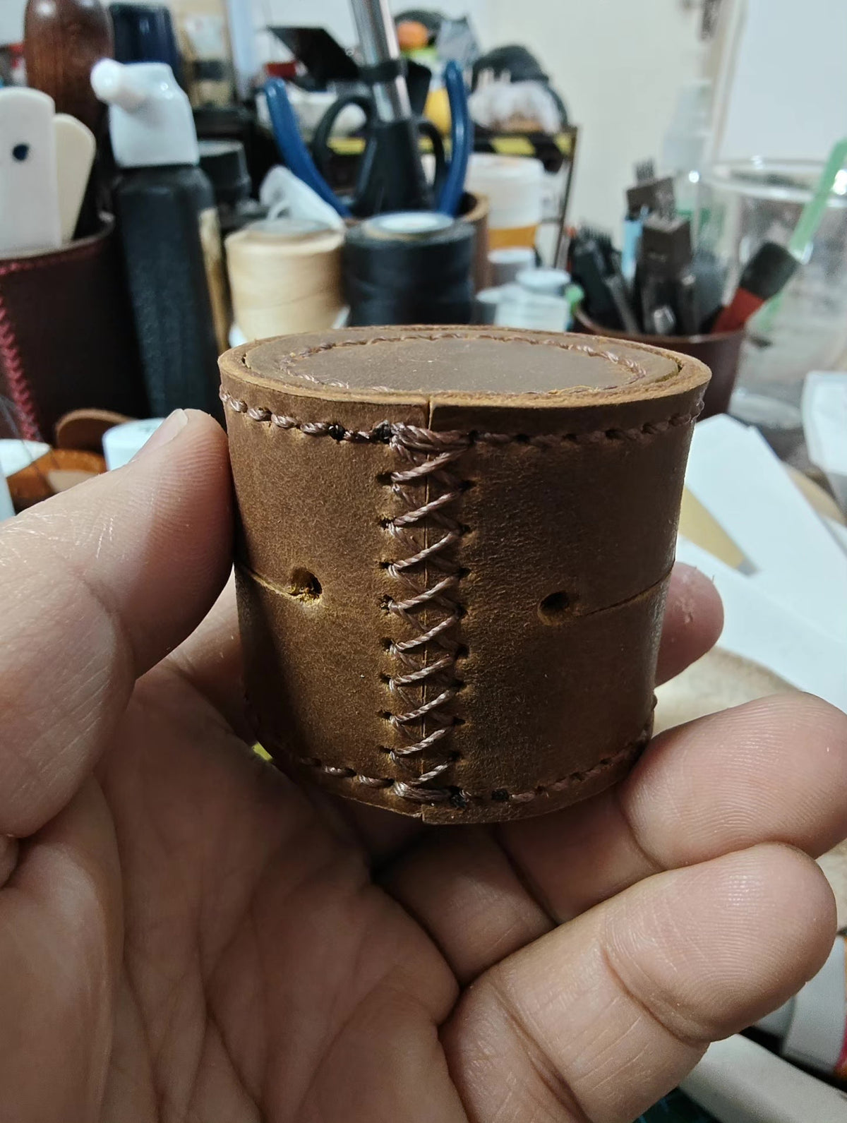 Vegetable Tanned Leather Thumb Ring Case