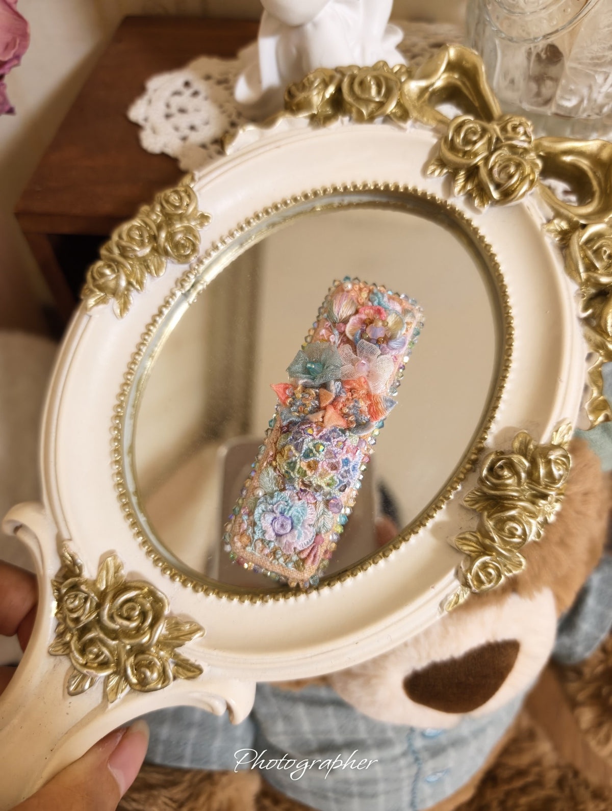 Handcrafted Silk Embroidery Hair Clip