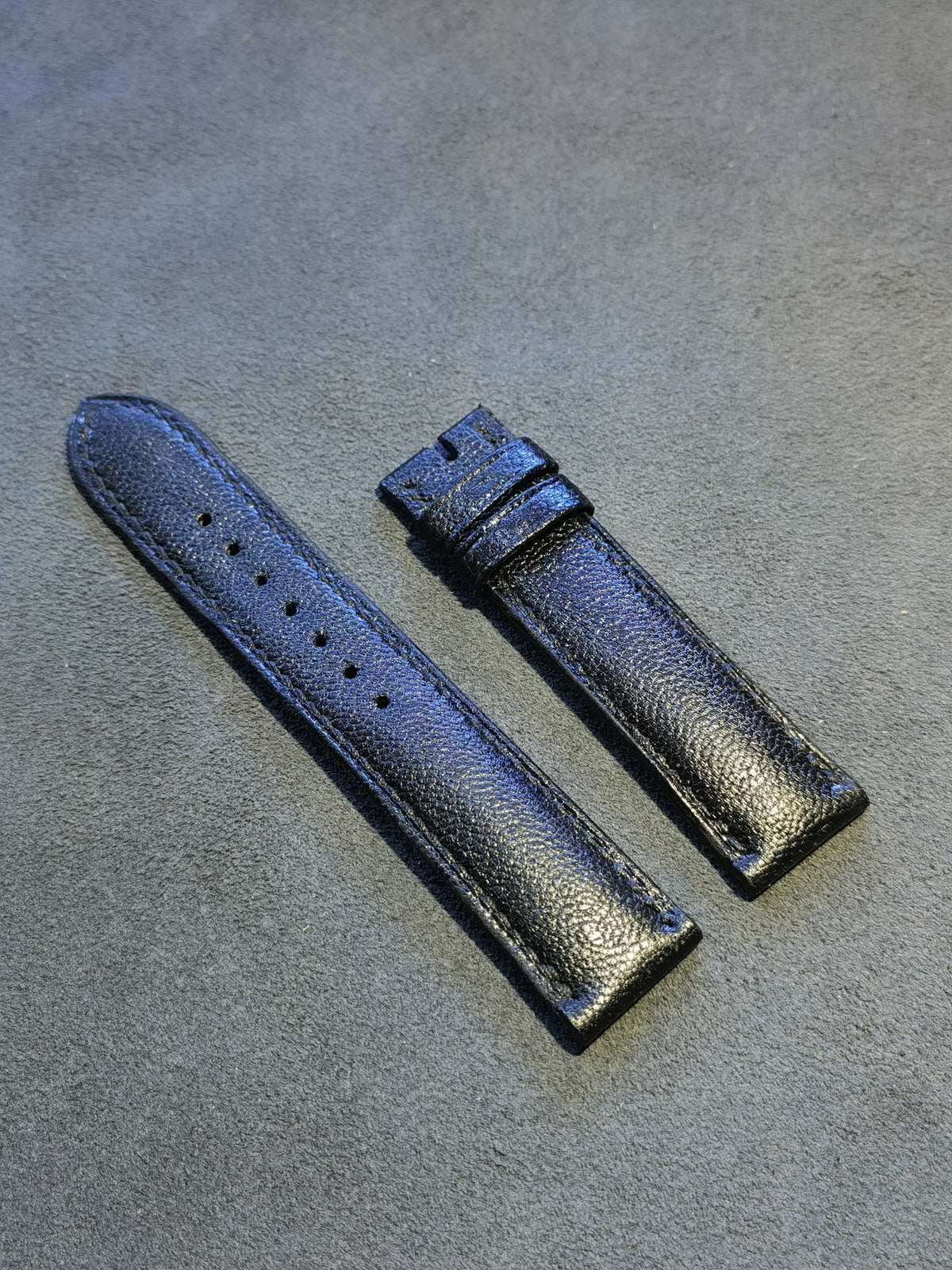 Handmade Black Sheepskin Leather Watch Strap Set