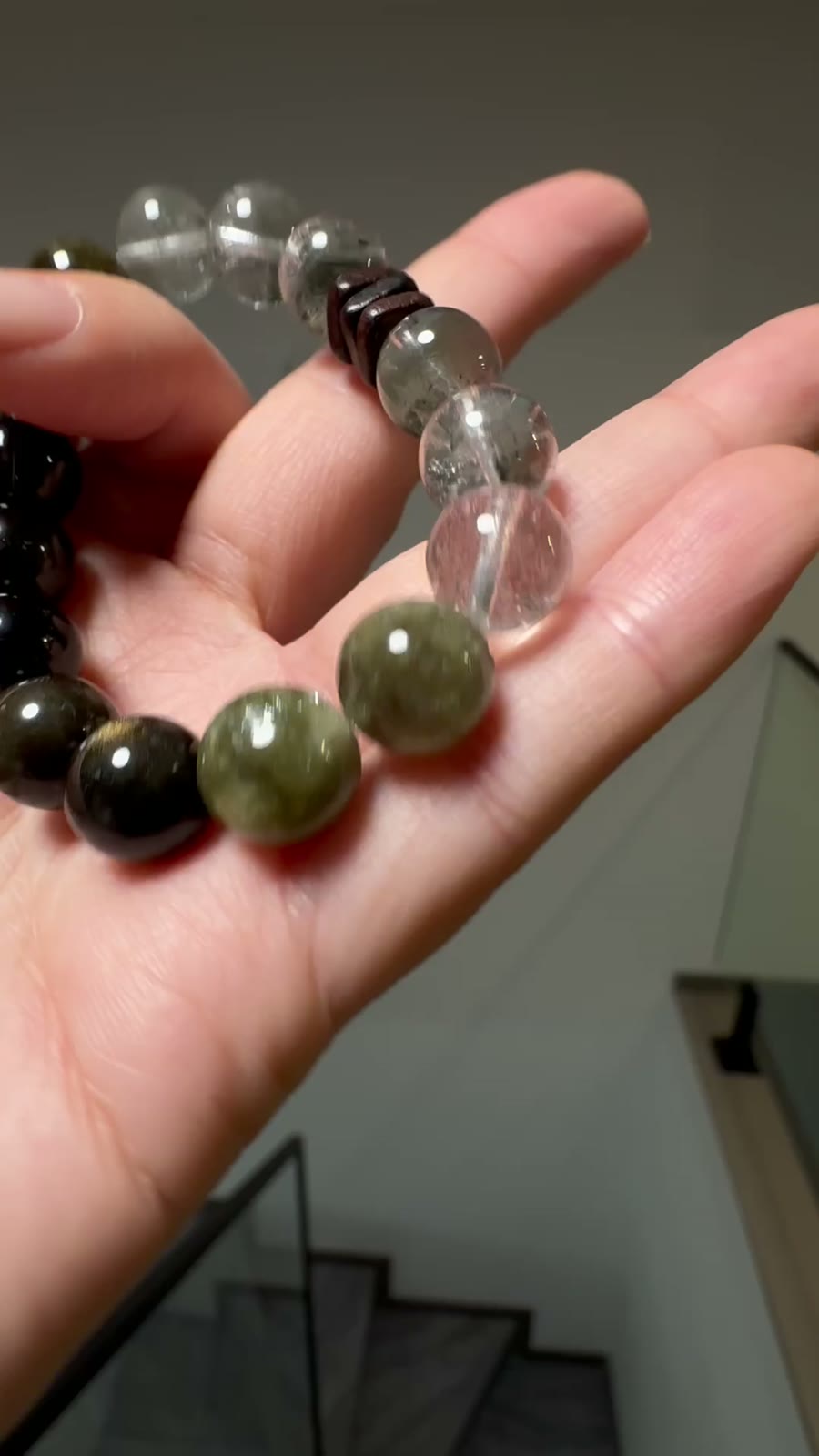 Green Phantom Obsidian Tsavorite Crystal Bracelet