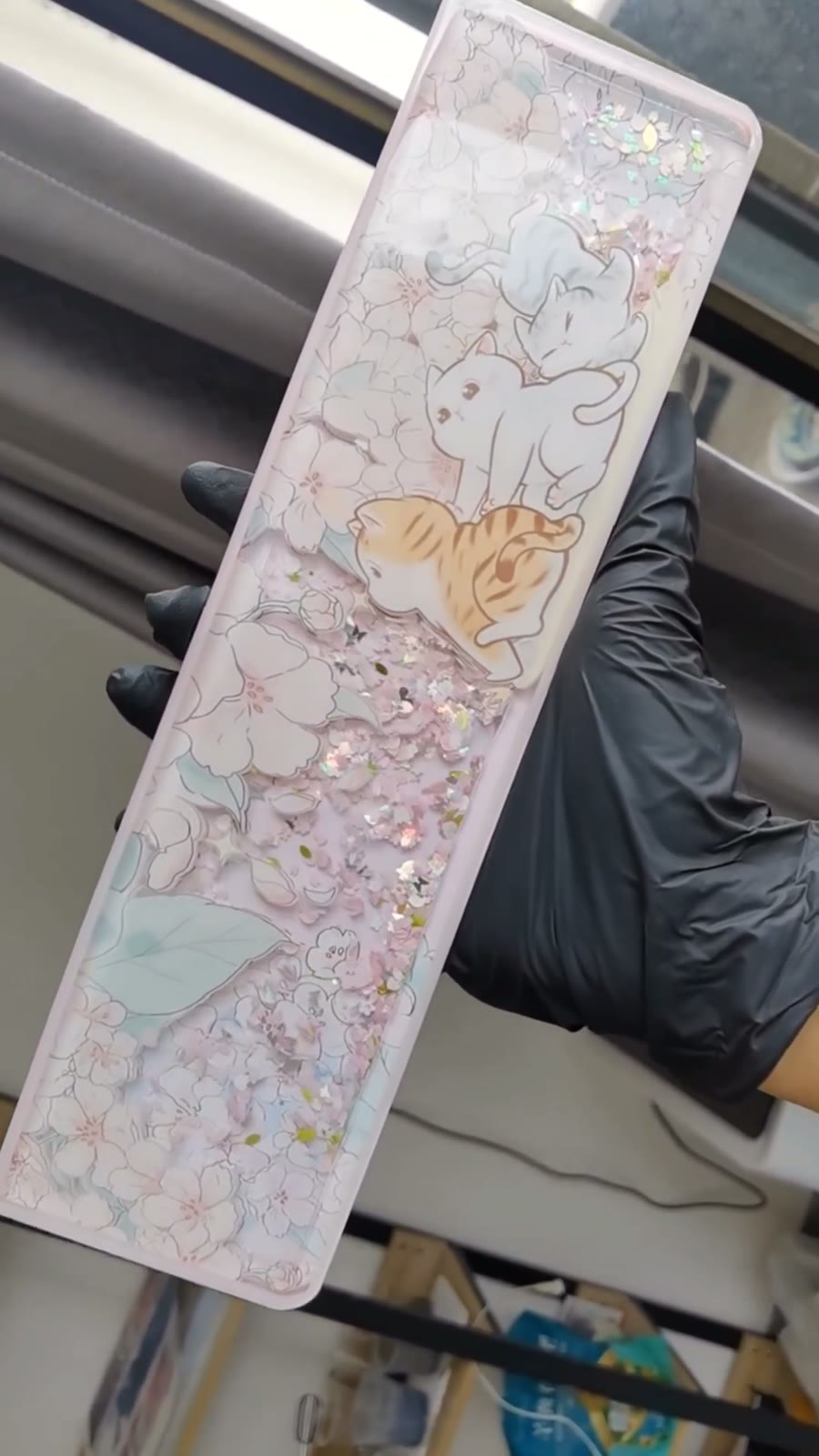 Resin Cherry Blossom Cat Keyboard Wrist Rest
