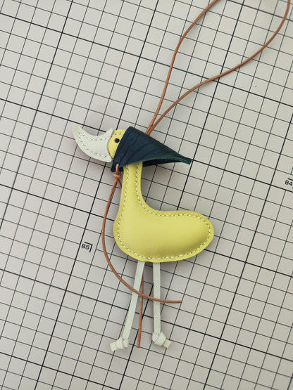 Handmade Leather Lucky Duck Keychain Bag Charm