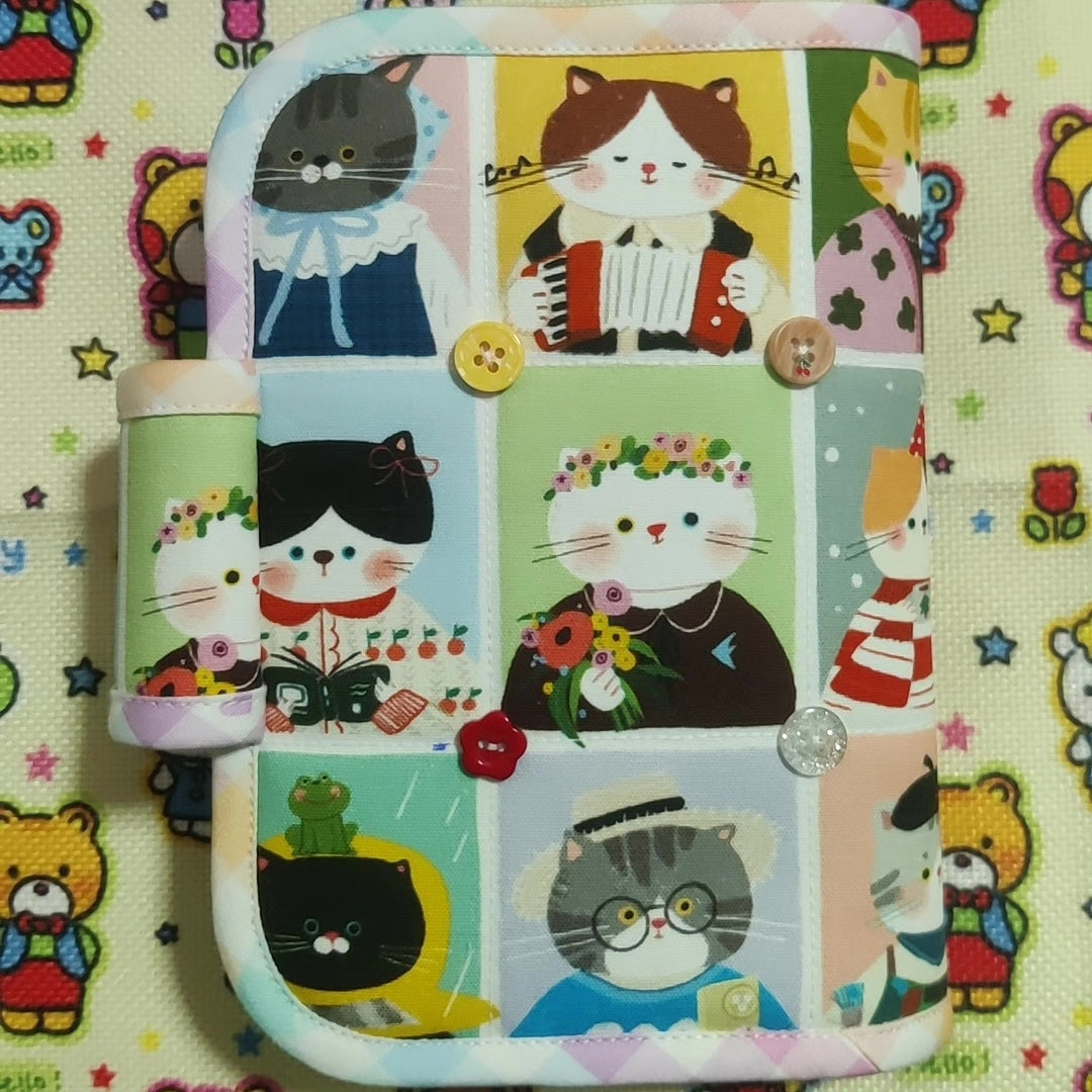 Handgefertigter A6-Notizbuchumschlag Kawaii-Katzenmuster