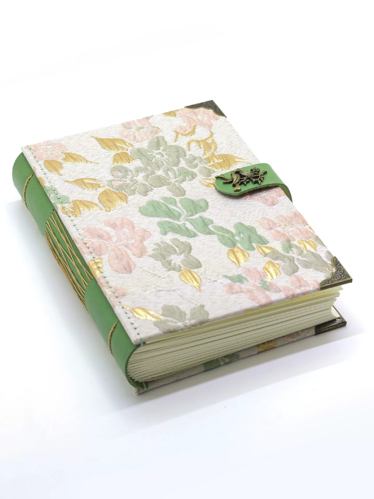 Caderno Artesanal com Lombada em Pele Verde