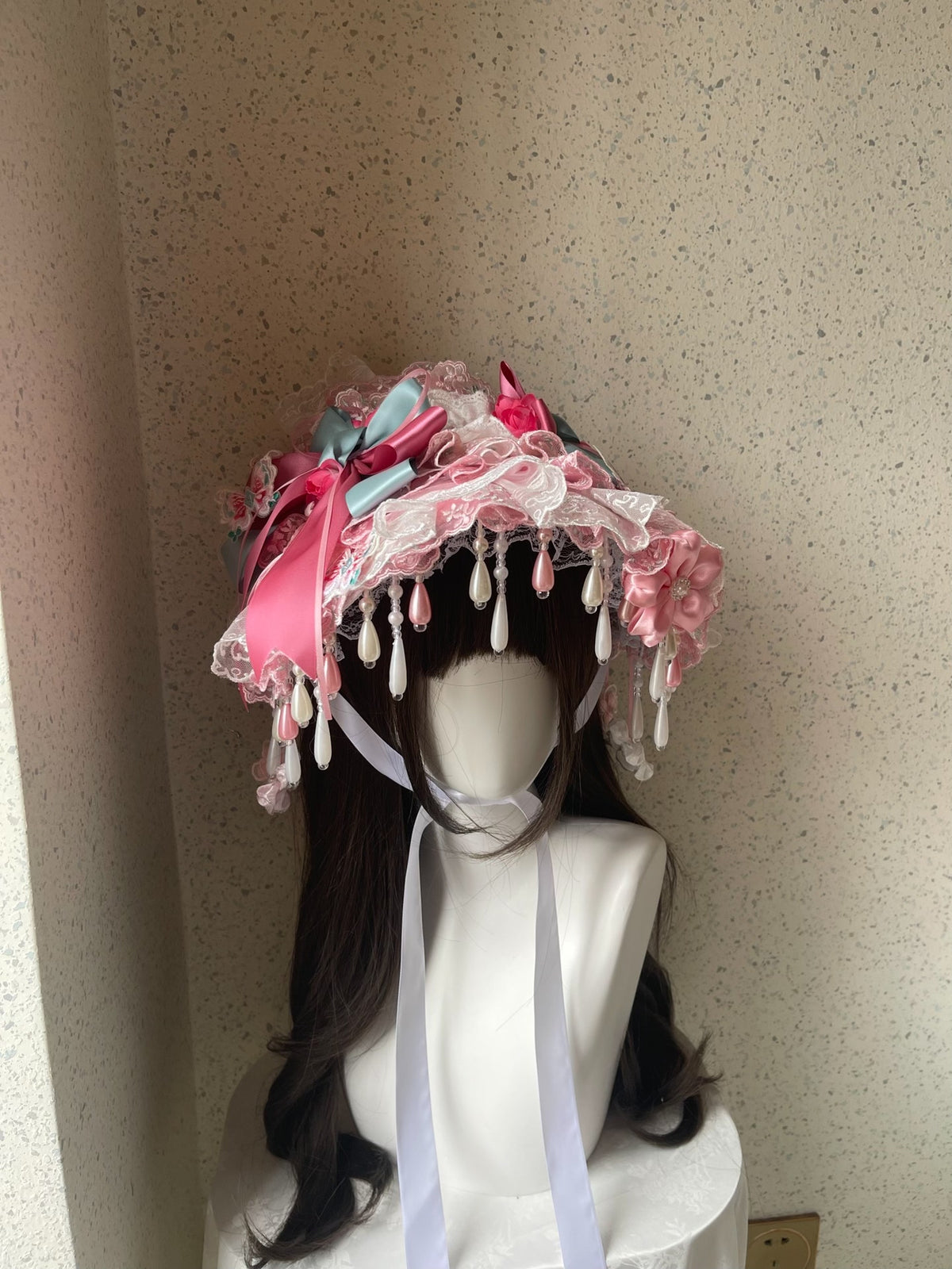 Lolita Pink Mint Lace Bnt Flat Hat