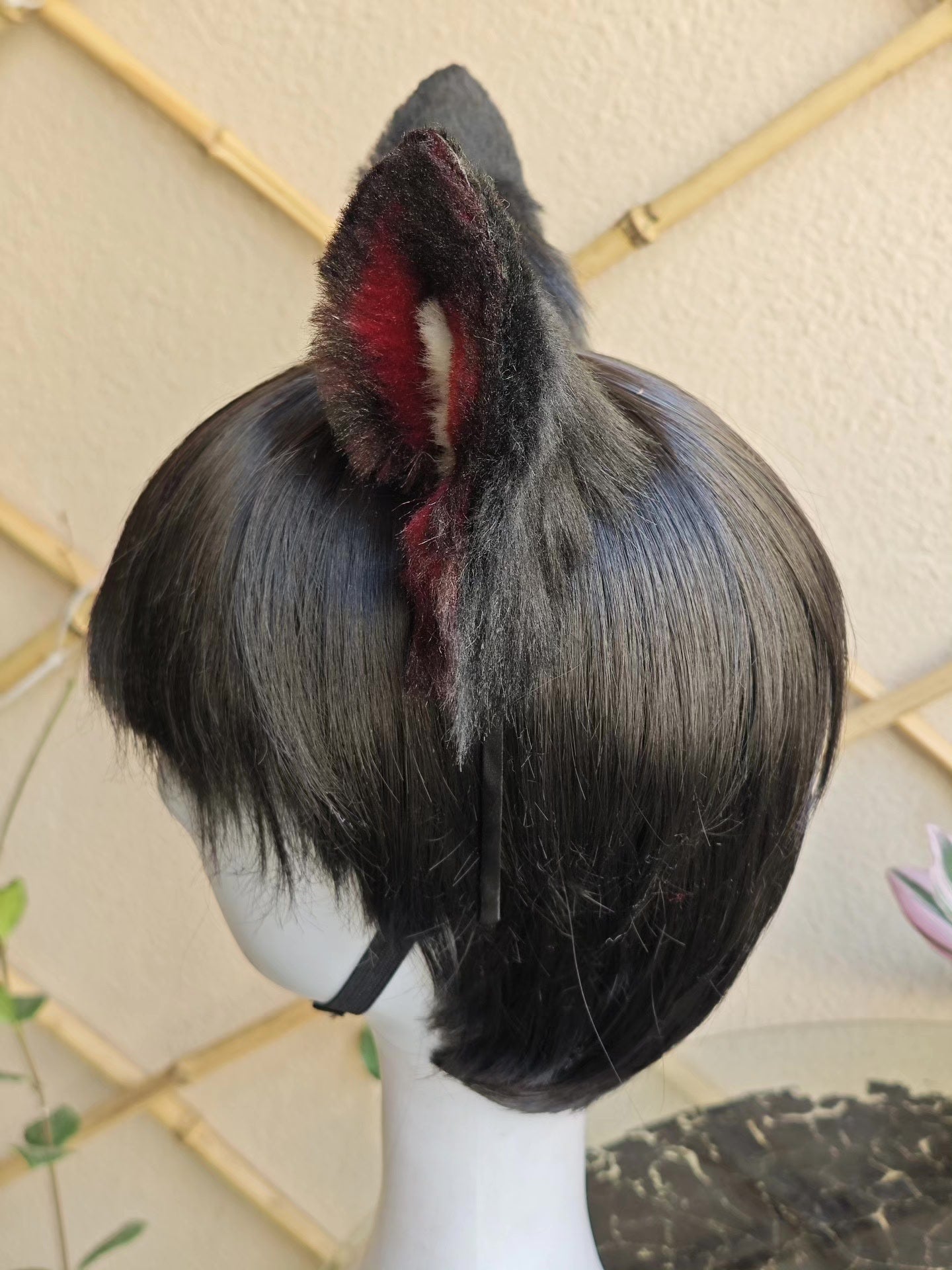 Handmade Red and Black Dog Ears Headwear