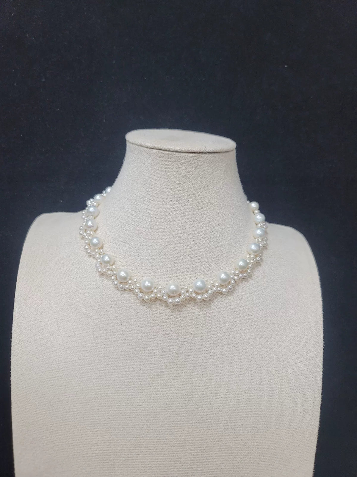 White Freshwater Pearl Woven Necklace