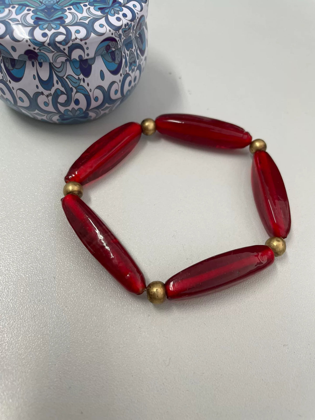 Robijnrode Liuli Glas Armband