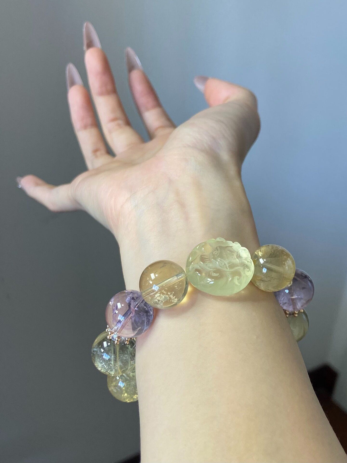 Amethyst Citrine Crystal Beaded Bracelet