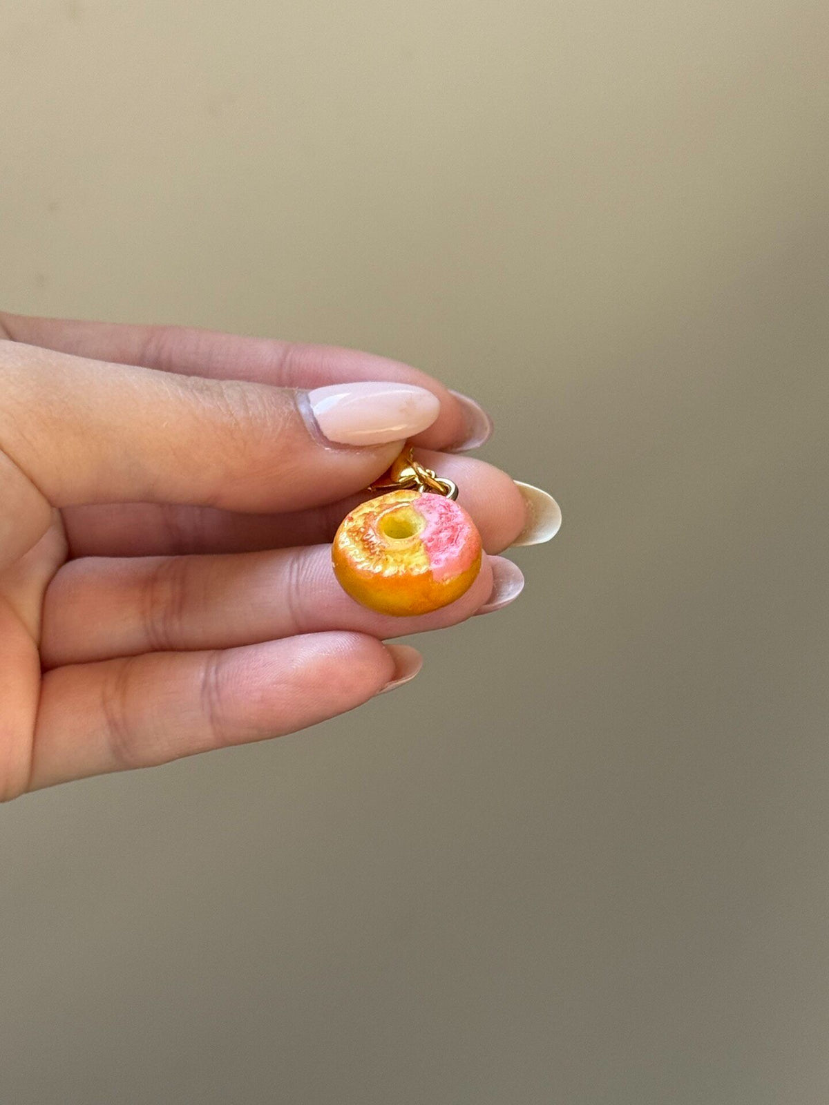 Miniature Donut Charm with Gold Clasp