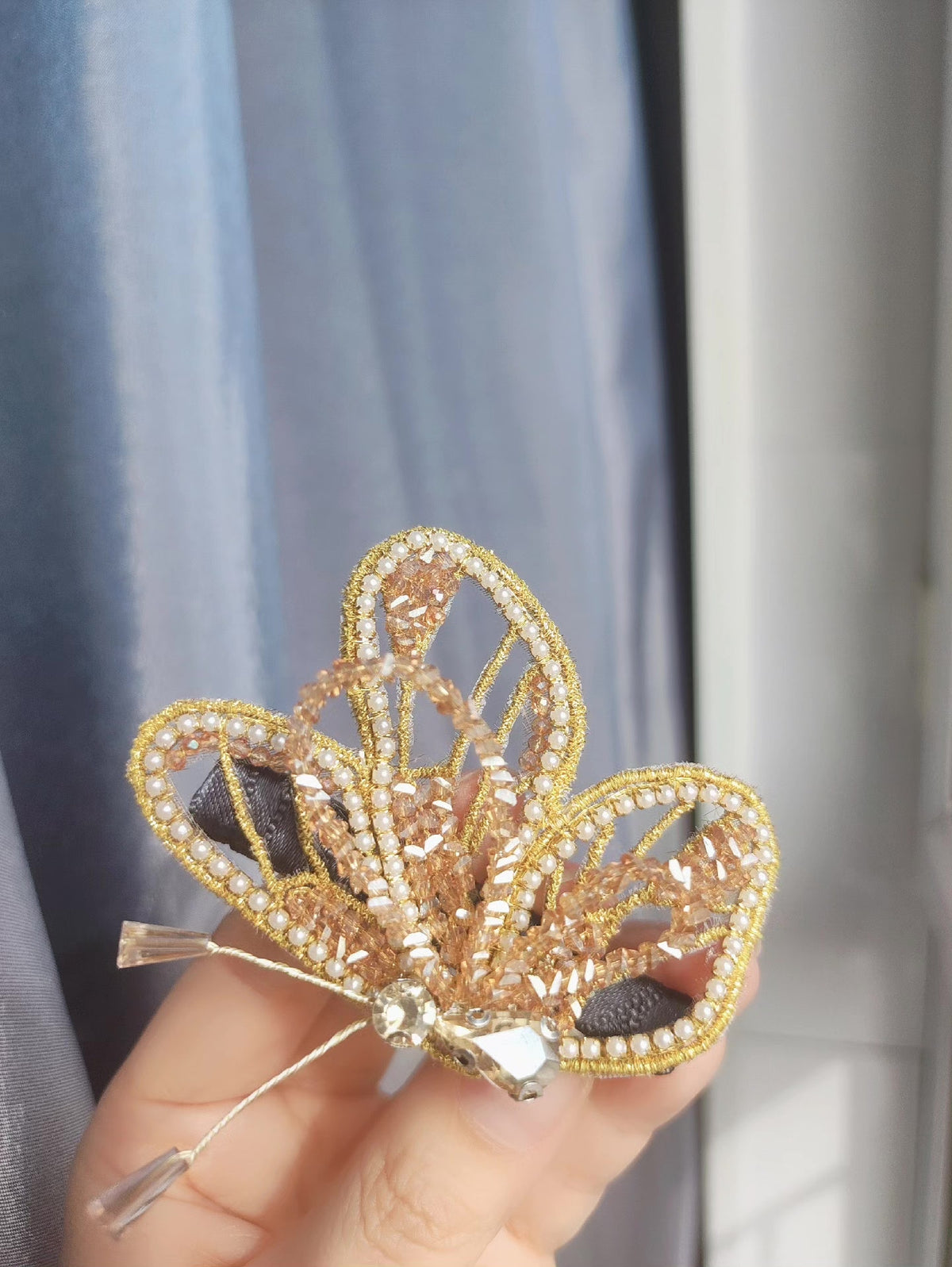 Butterfly Beaded Openwork Hair Clip