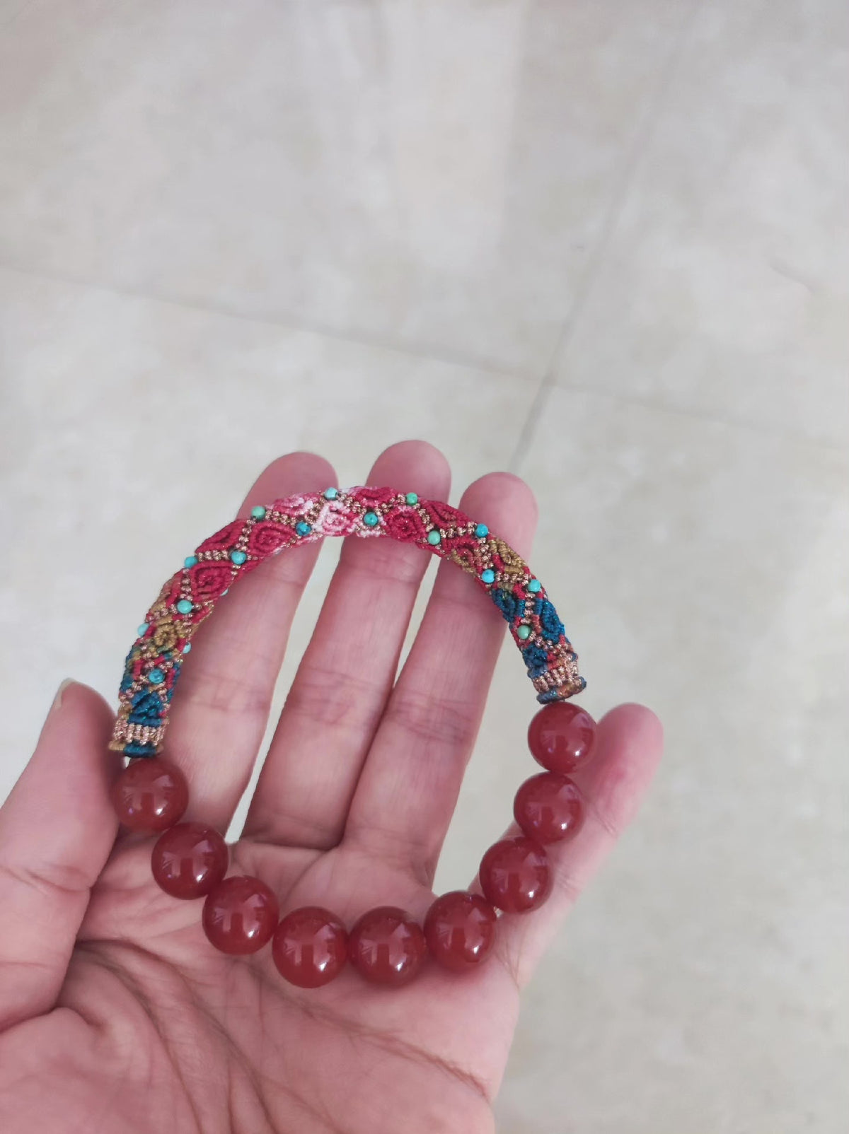 Dunhuang Star Line Agate Half Bangle Bracelet