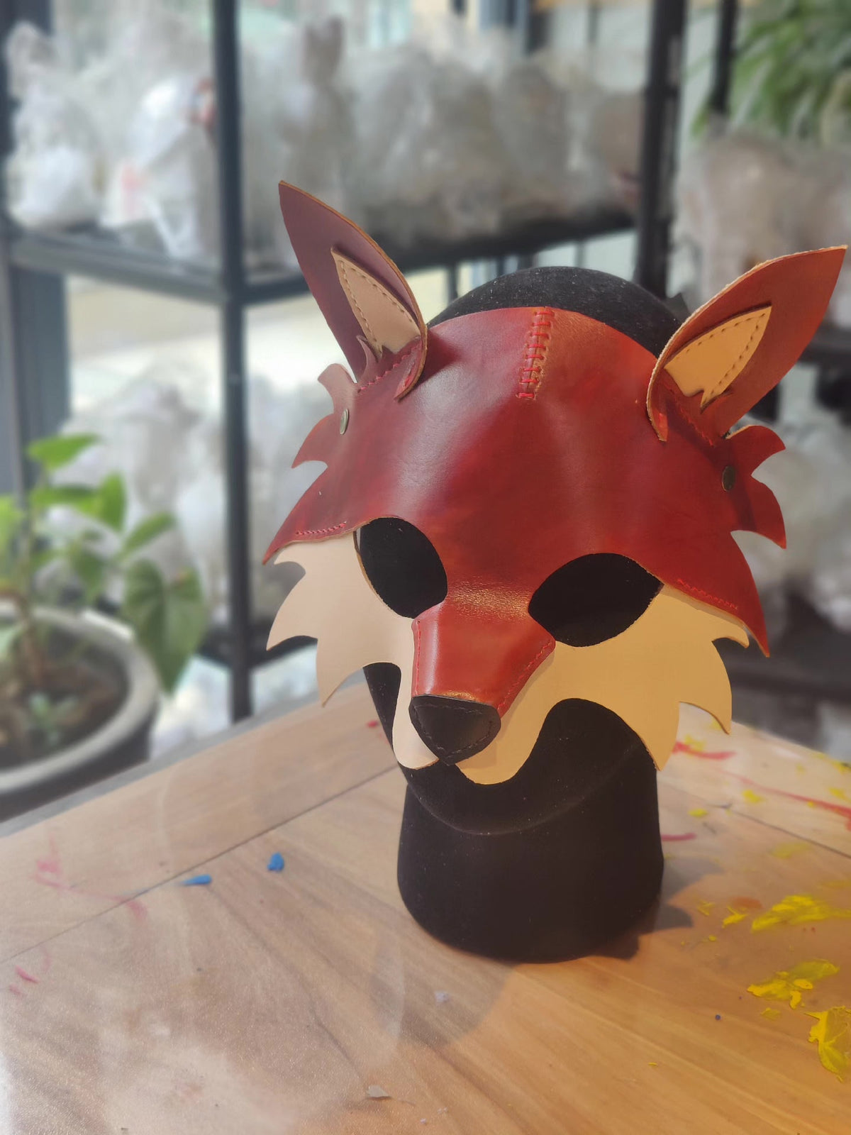 Handcrafted Leather Fox Mask Adjustable