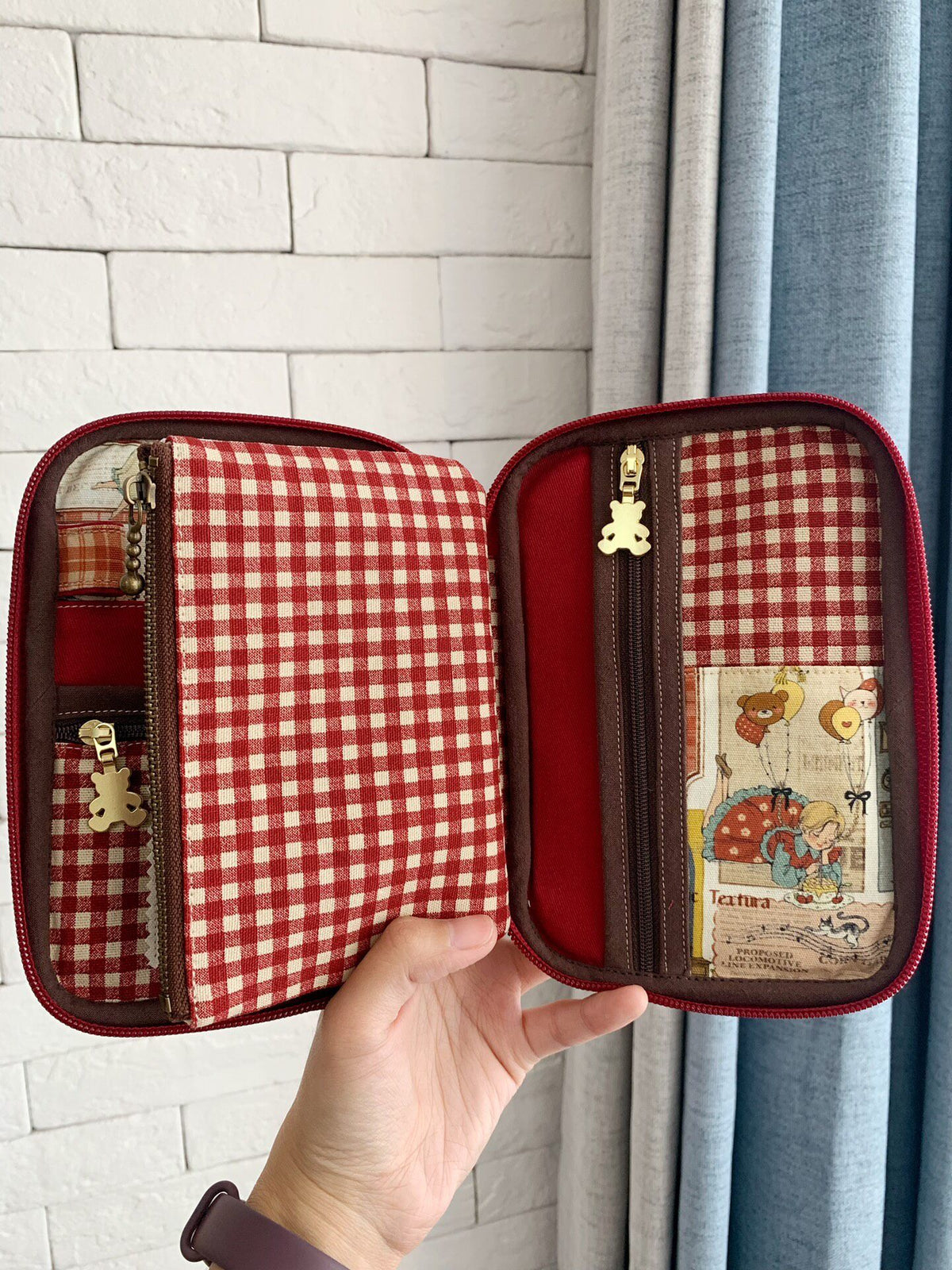 Canvas Fabric Organizer Case with Vintage Print