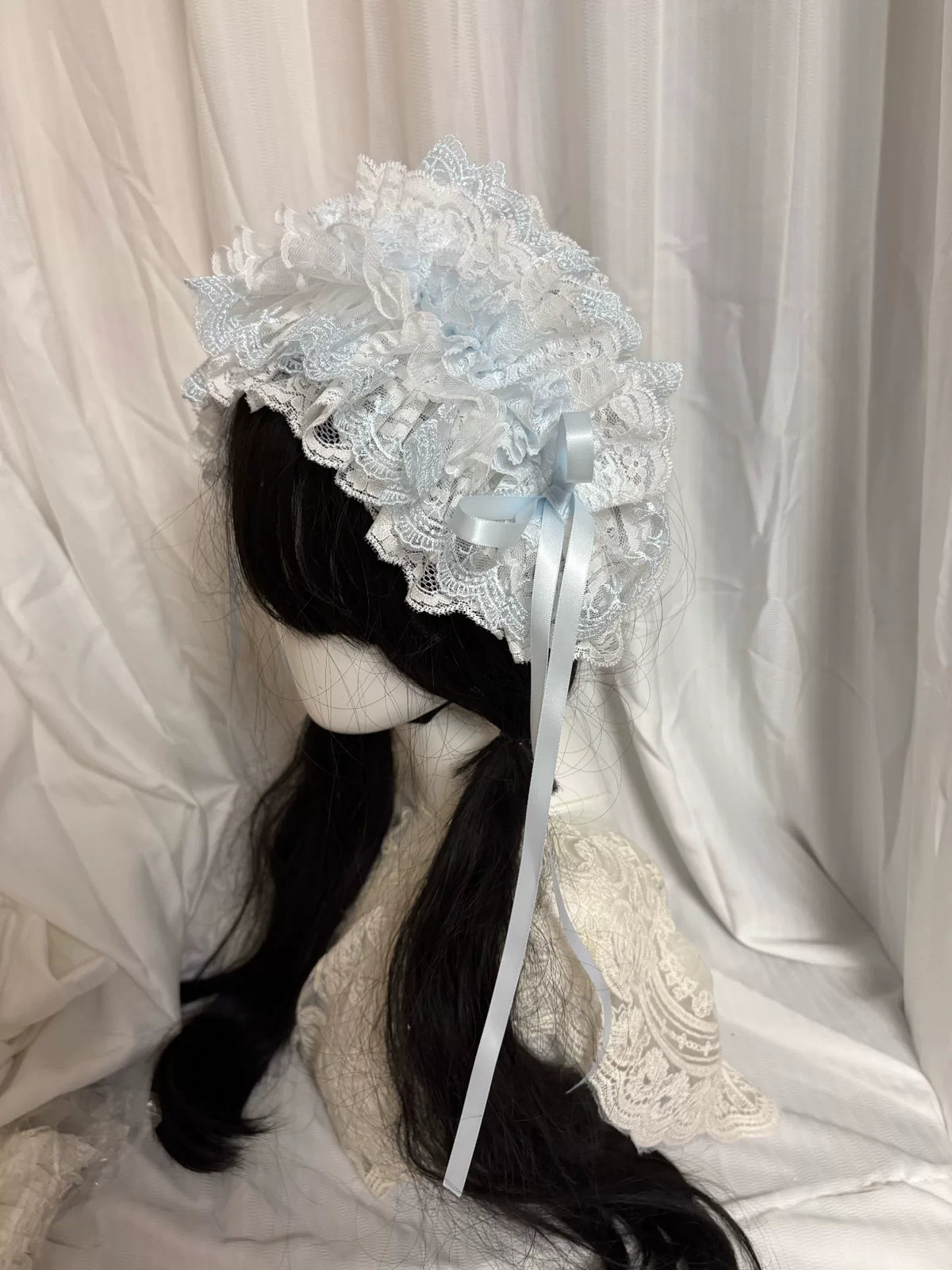 Light Blue Lace Lolita Bonnet Headdress