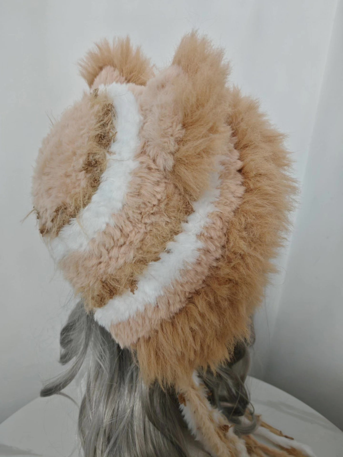 Plush Bear Hat Milk Coffee Faux Fur