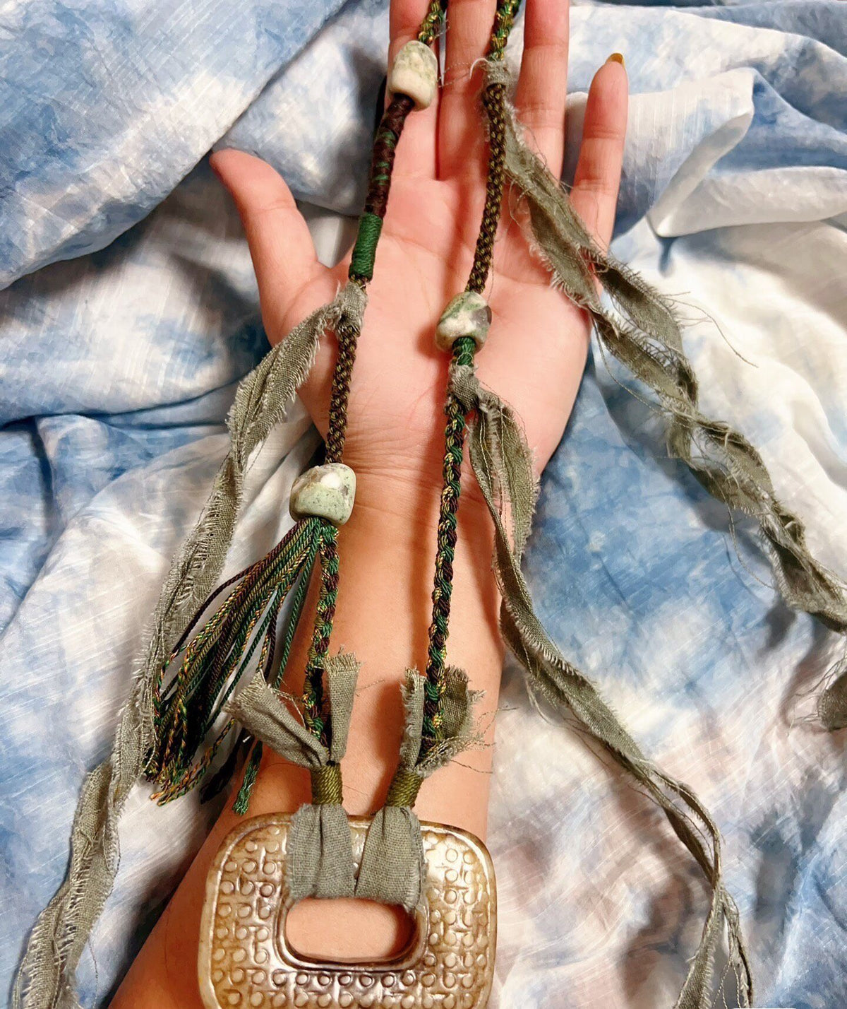 Handcrafted Tie-Dye Agate Old Jade Necklace