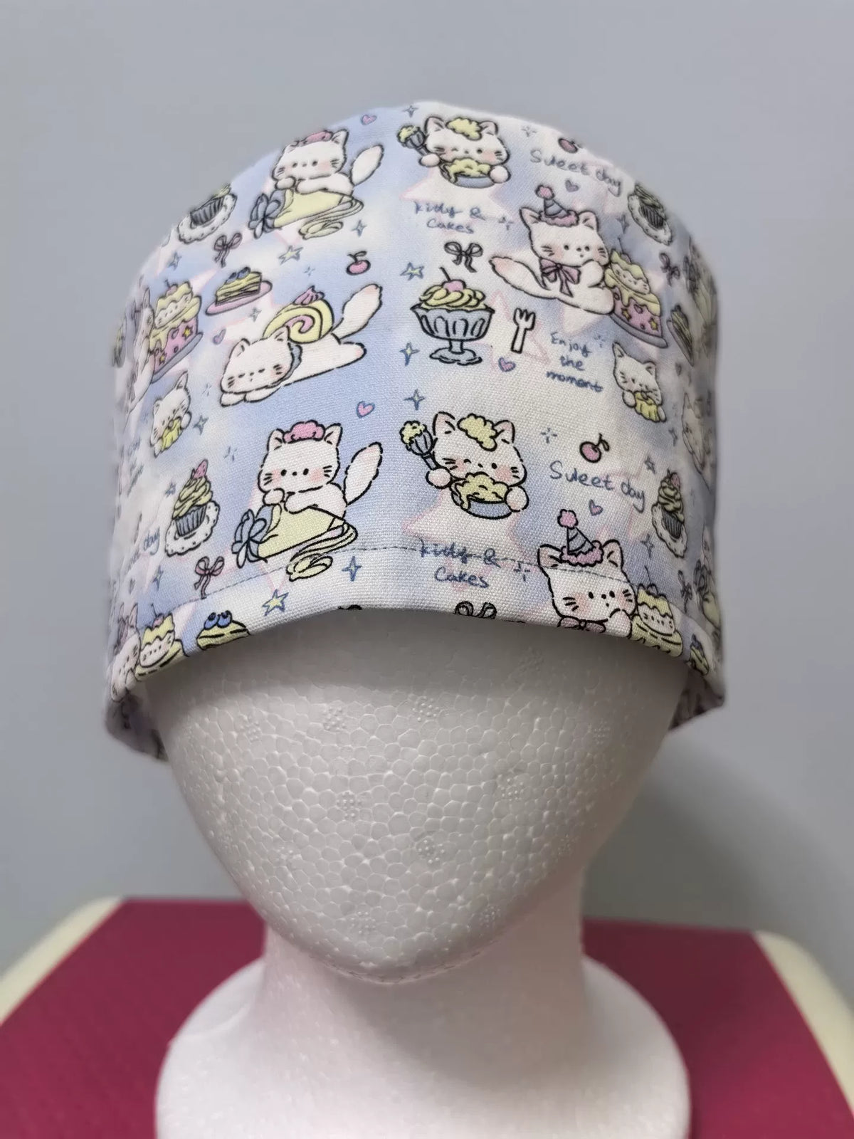 Gorro Quirúrgico de Lona de Algodón Gatos Azul Cielo