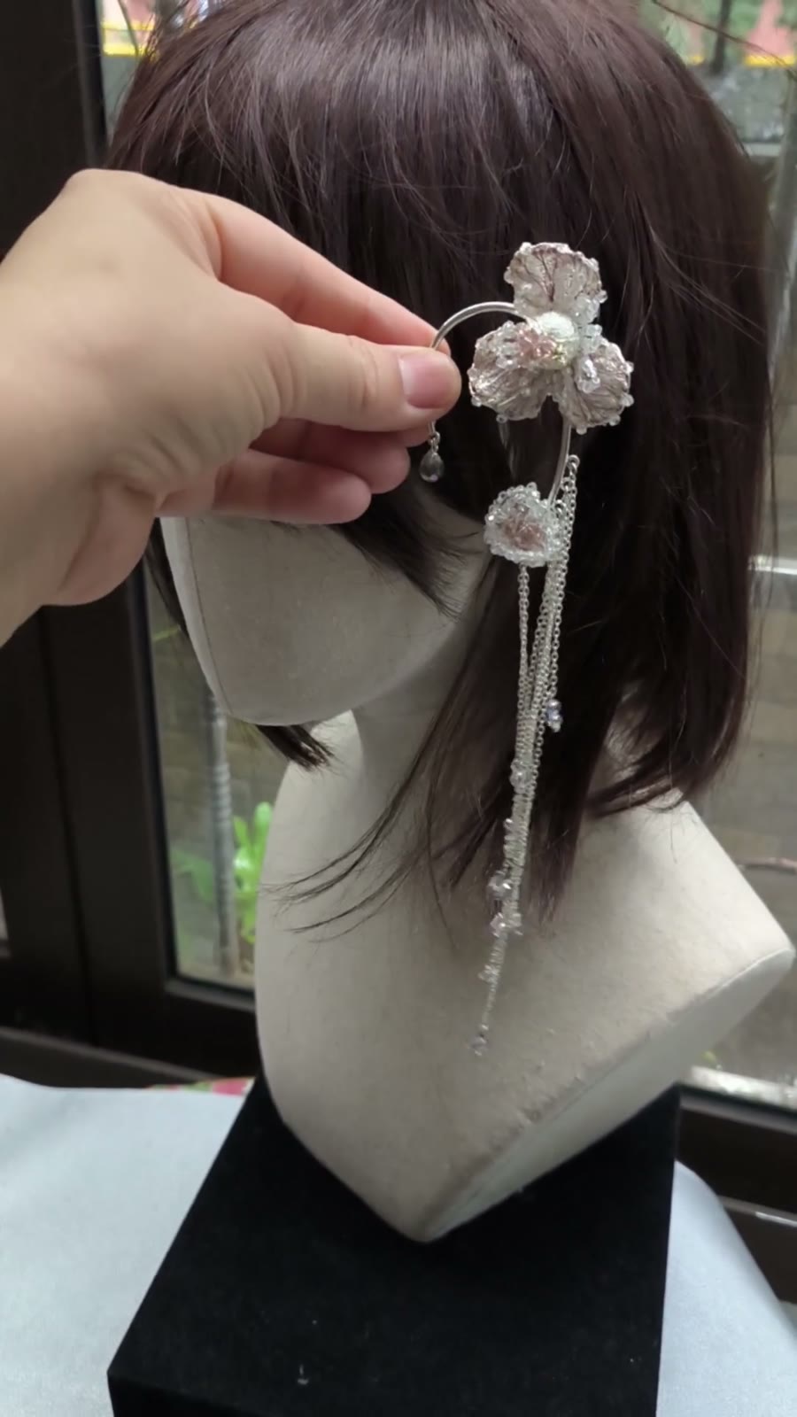 Handmade Crystal Flower Tassel Hairpin