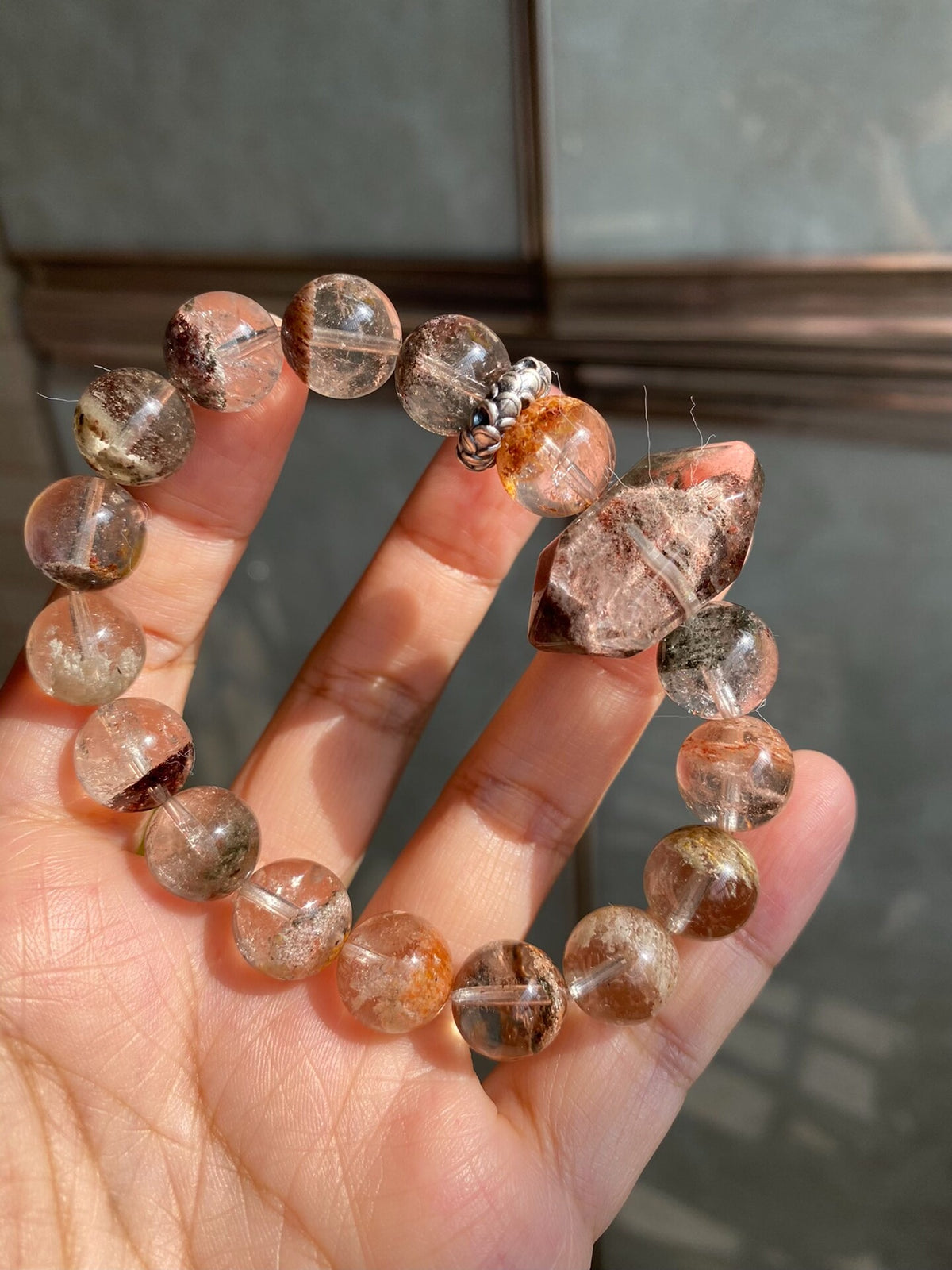 Phantom Quartz Bracelet with Double Terminated Point