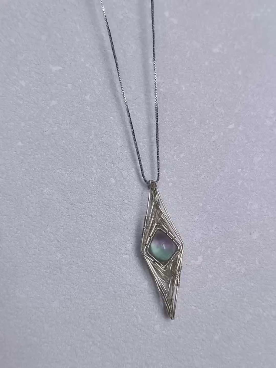 Handmade Wire Wrapped Fluorite Pendant Necklace
