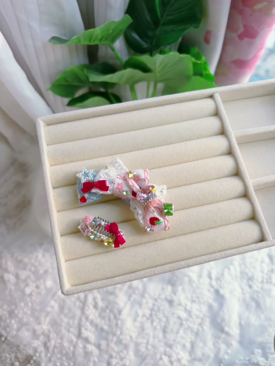 Handcrafted Pet Hair Accessories Denim Set
