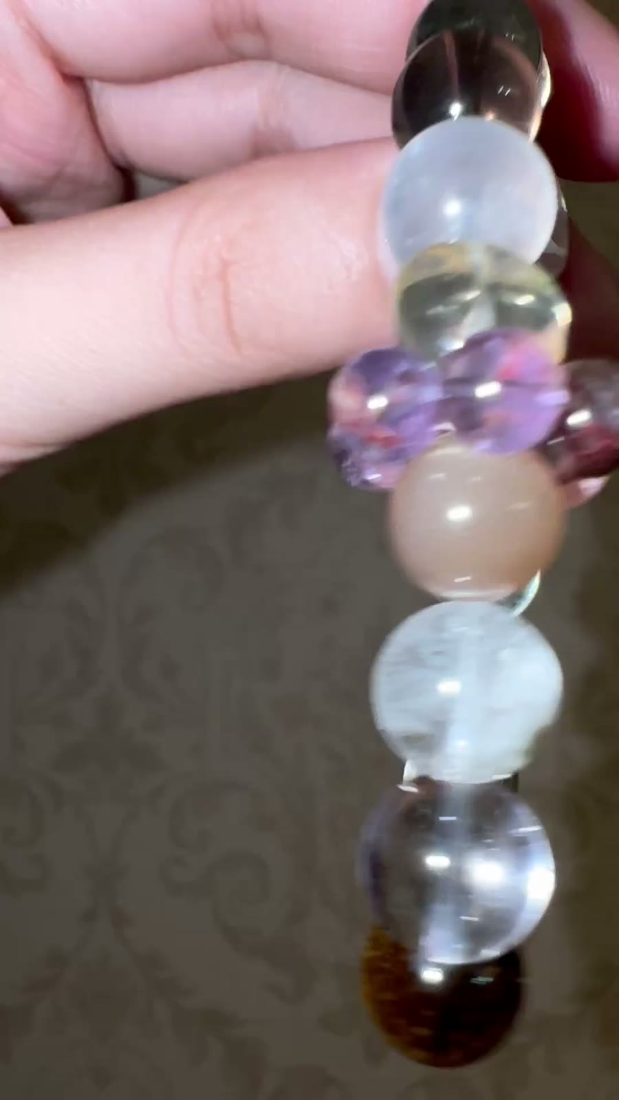 Bracciale multigemma con cristallo e perline da 10 mm