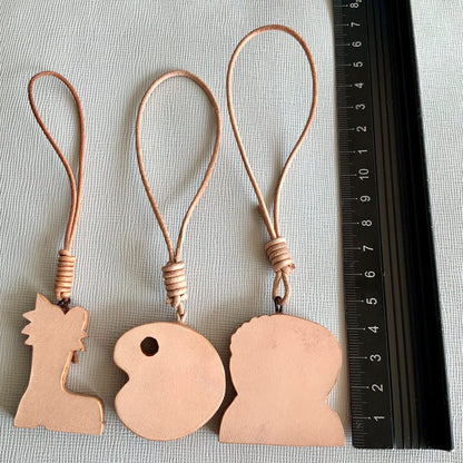 Italian Vegetable-Tanned Leather Double-Layer Hand-Carved Pendant Set