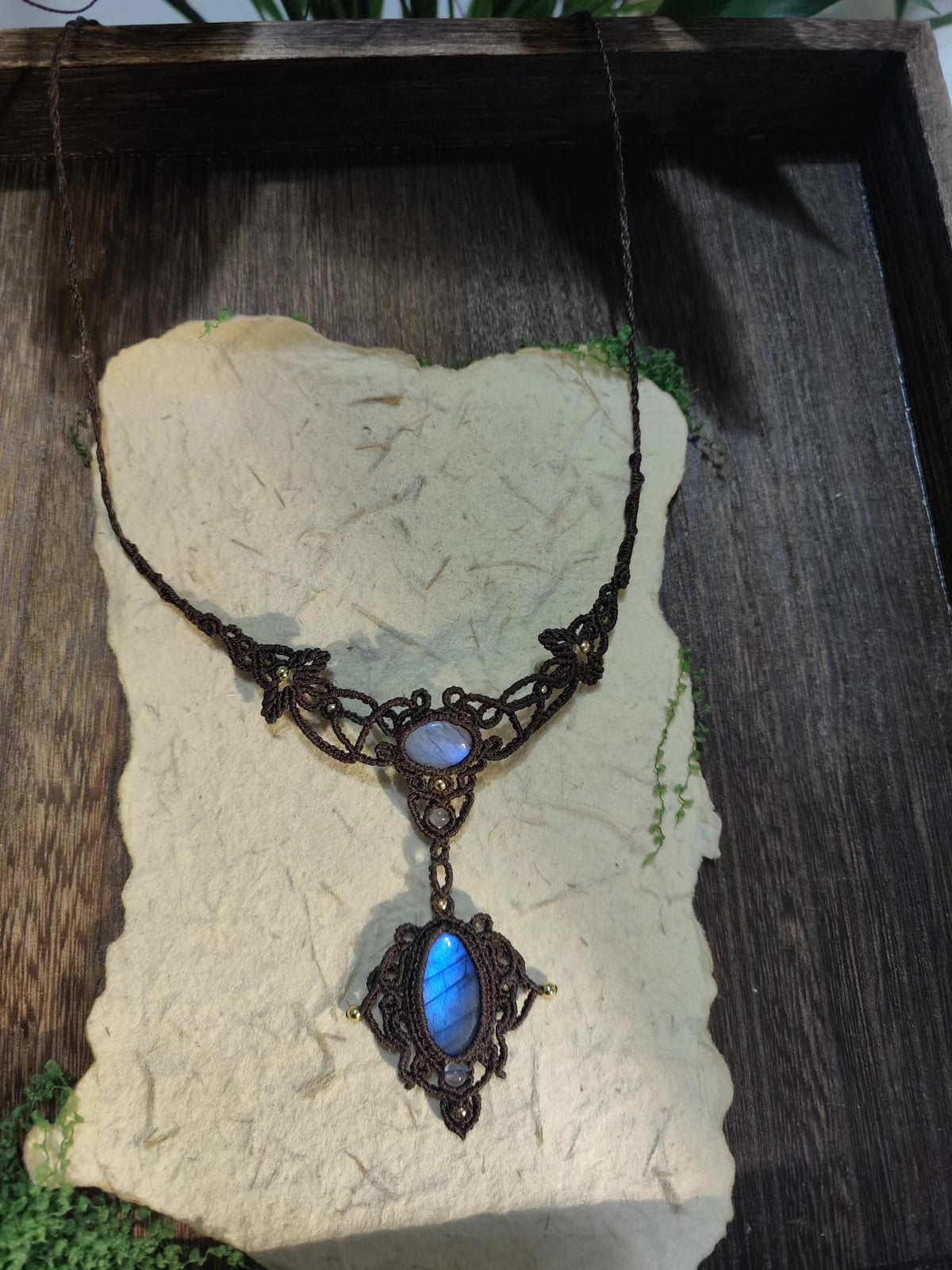Handmade Labradorite Macrame Necklace