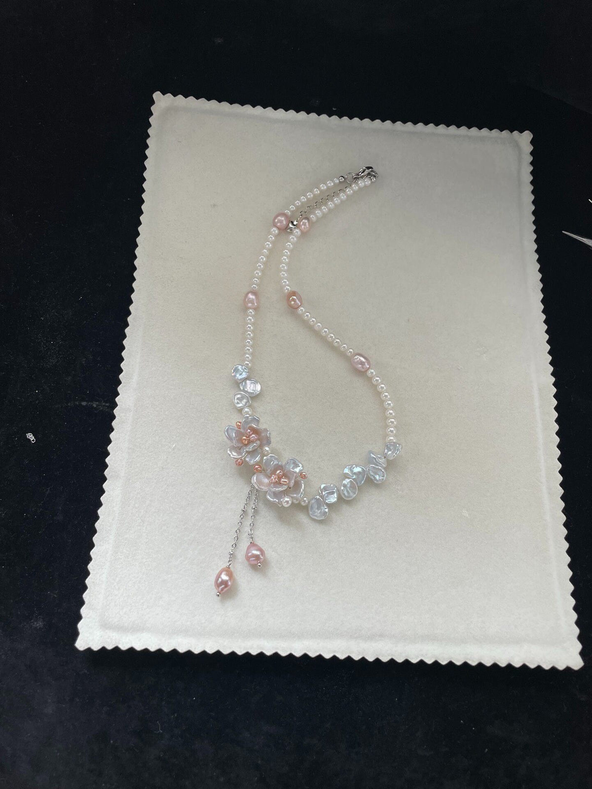 Natural Pearl Two-Flower Necklace