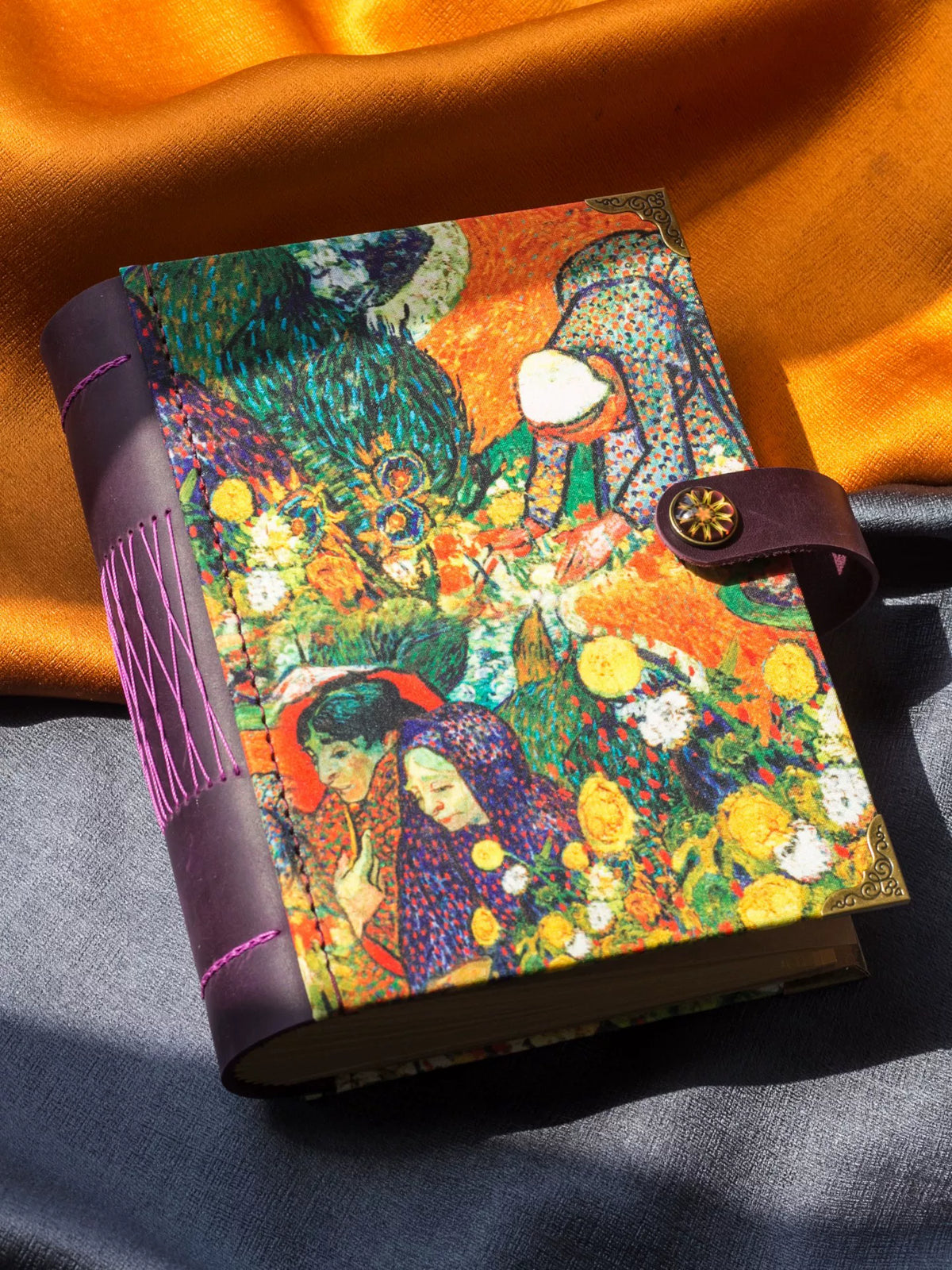 Carnet Van Gogh en tissu avec dos violet