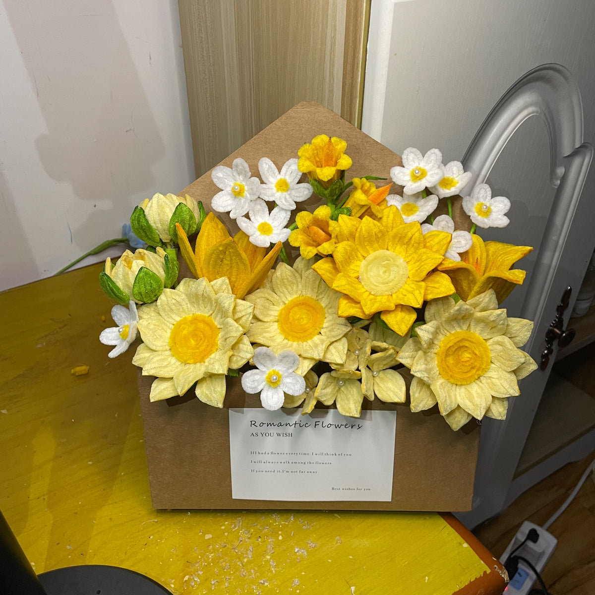 Chenille Stjälk Blombukett Kuvertlåda