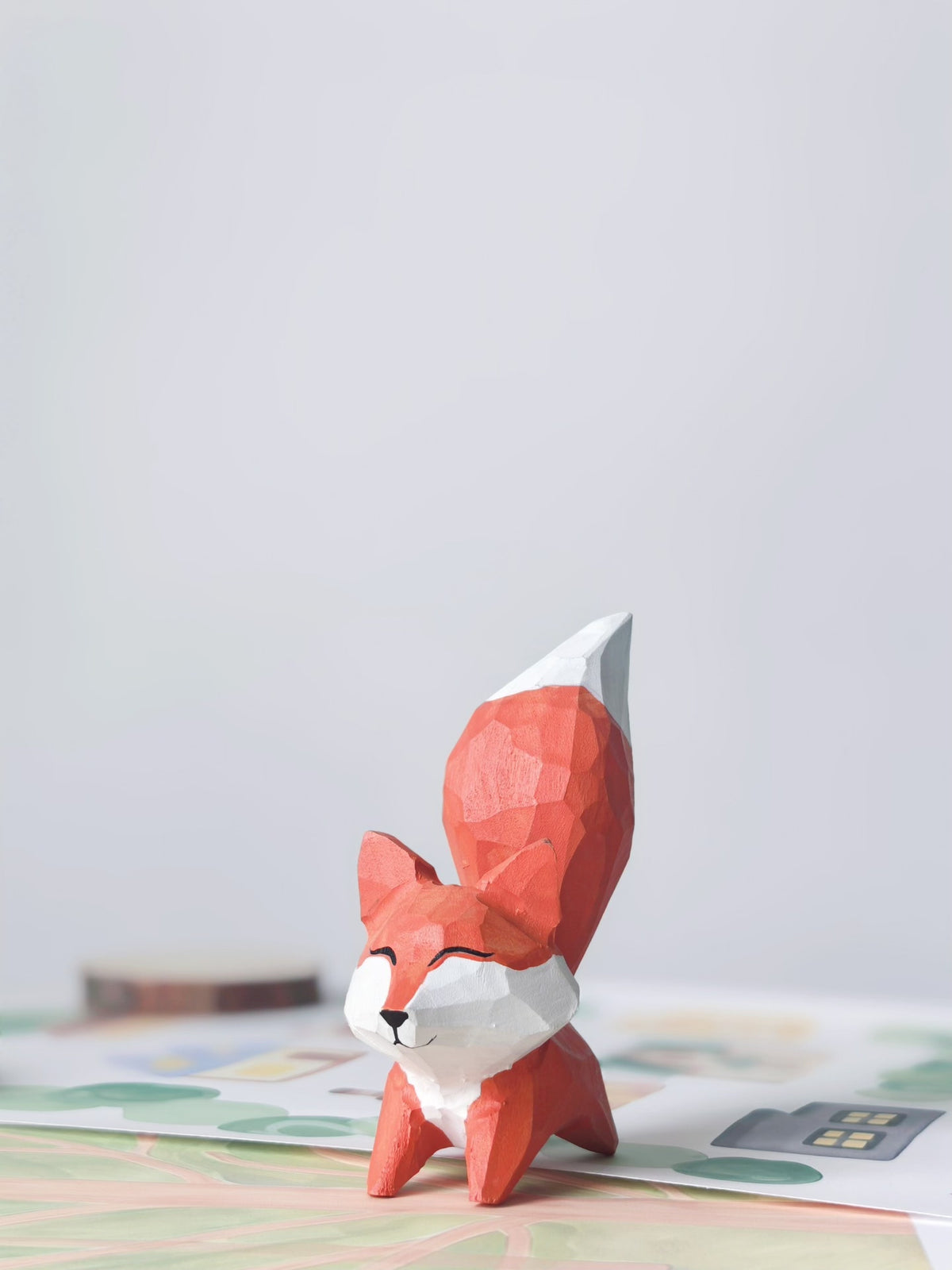 Handgesneden houten vossenfiguruur Healing Ornament