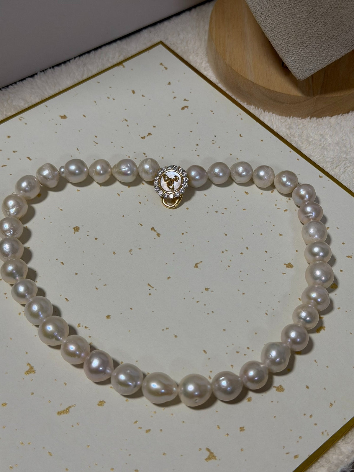 Collana con Perle Barocco d'Acqua Dolce Bianco Caldo