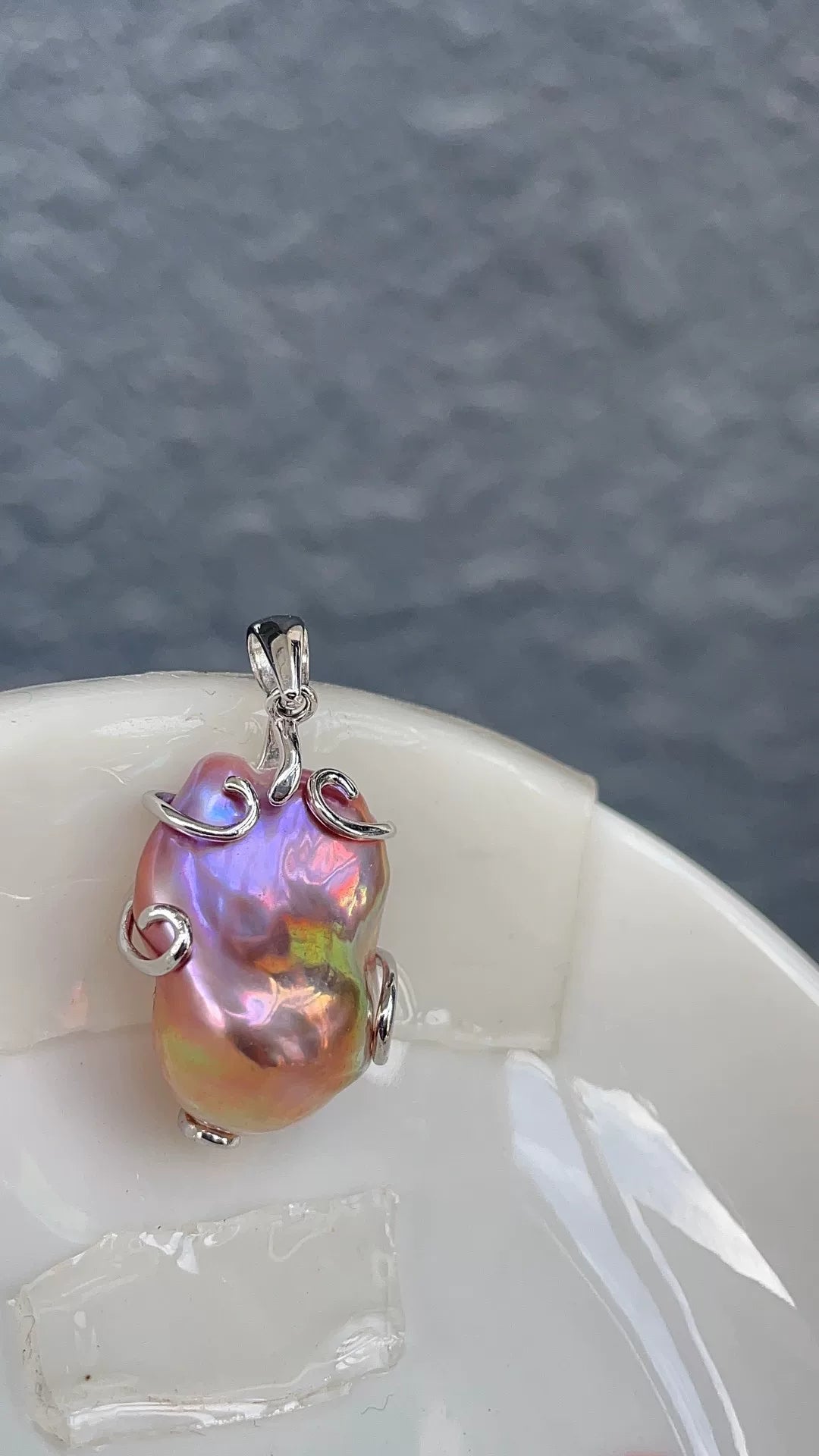 Pendentif perle d'eau douce baroque argent 925