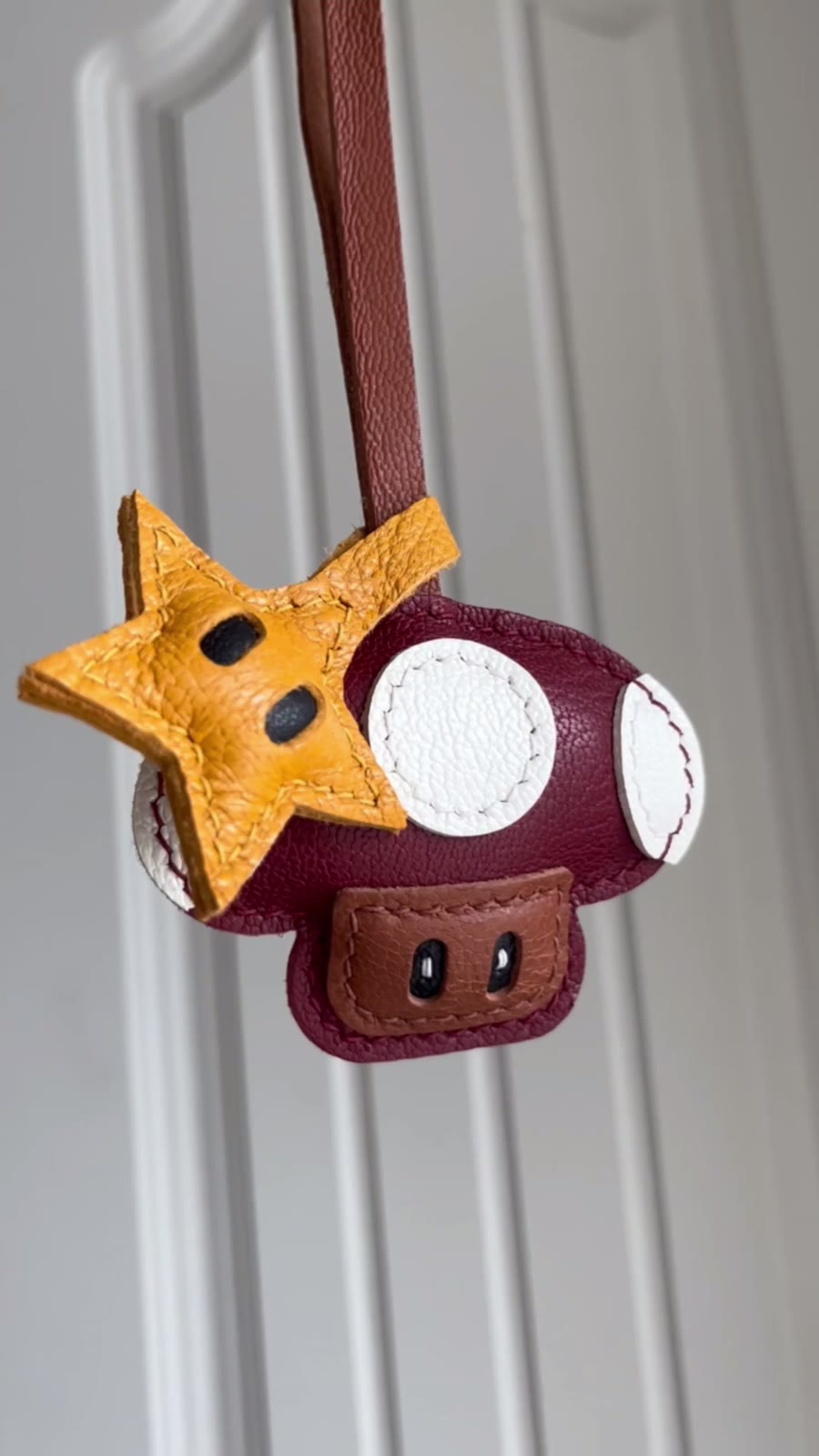 Leather Mushroom Pendant with Star
