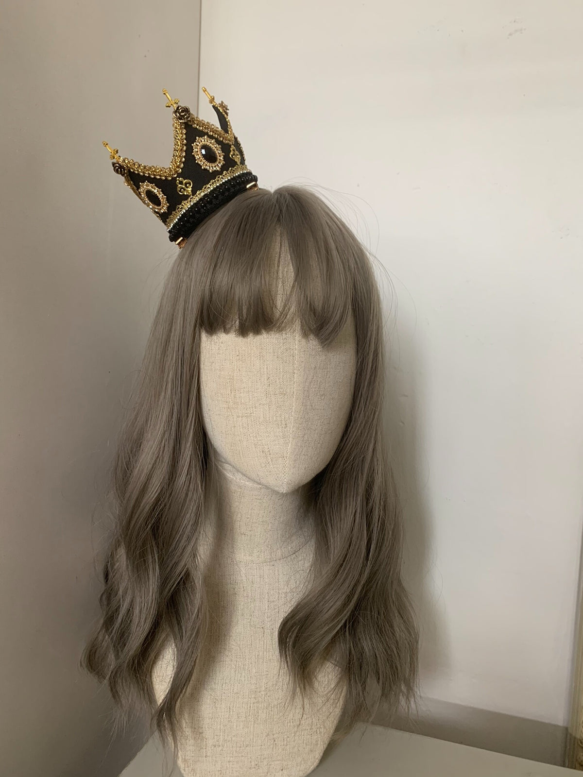 Handgakte Gothic Lolita Zwarte Kroon Hoofstuk