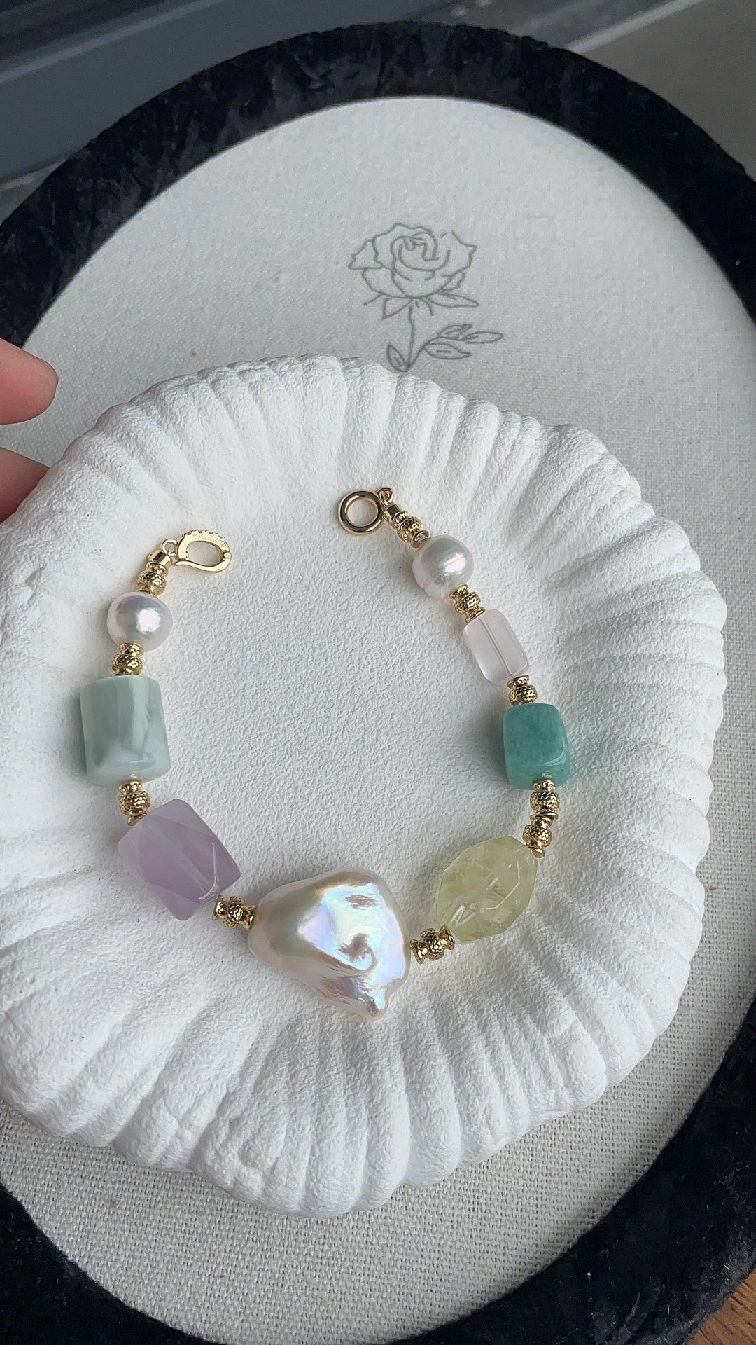 Baroque Pearl Pastel Gemstone Bead Bracelet