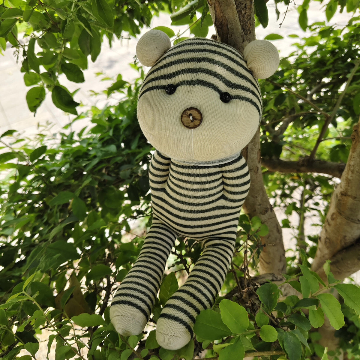 Peluche Artigianale Orsetto in Calza a Righe