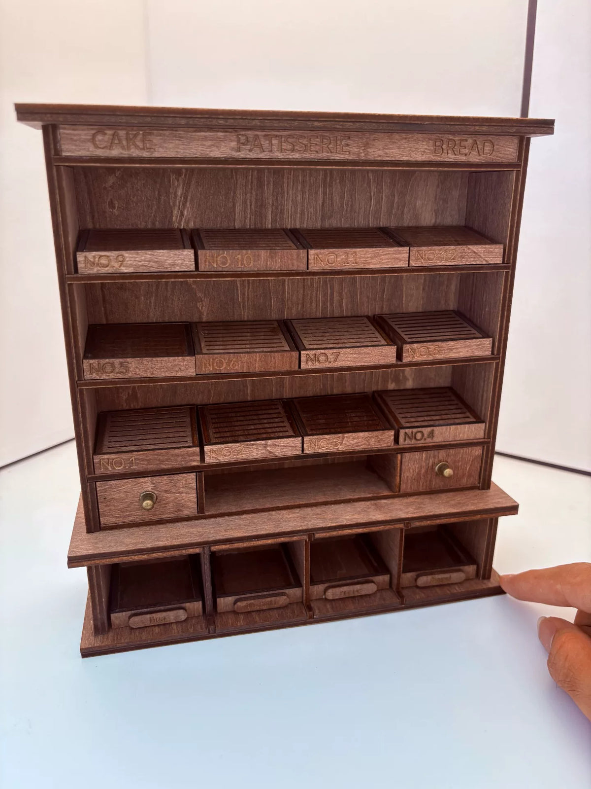 Vetrina Pasticceria in Legno in Miniatura per Casa delle Bambole