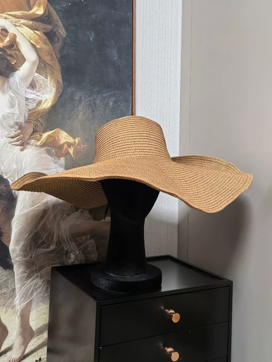 Breitkrempiger Honig-Beige Strohhut