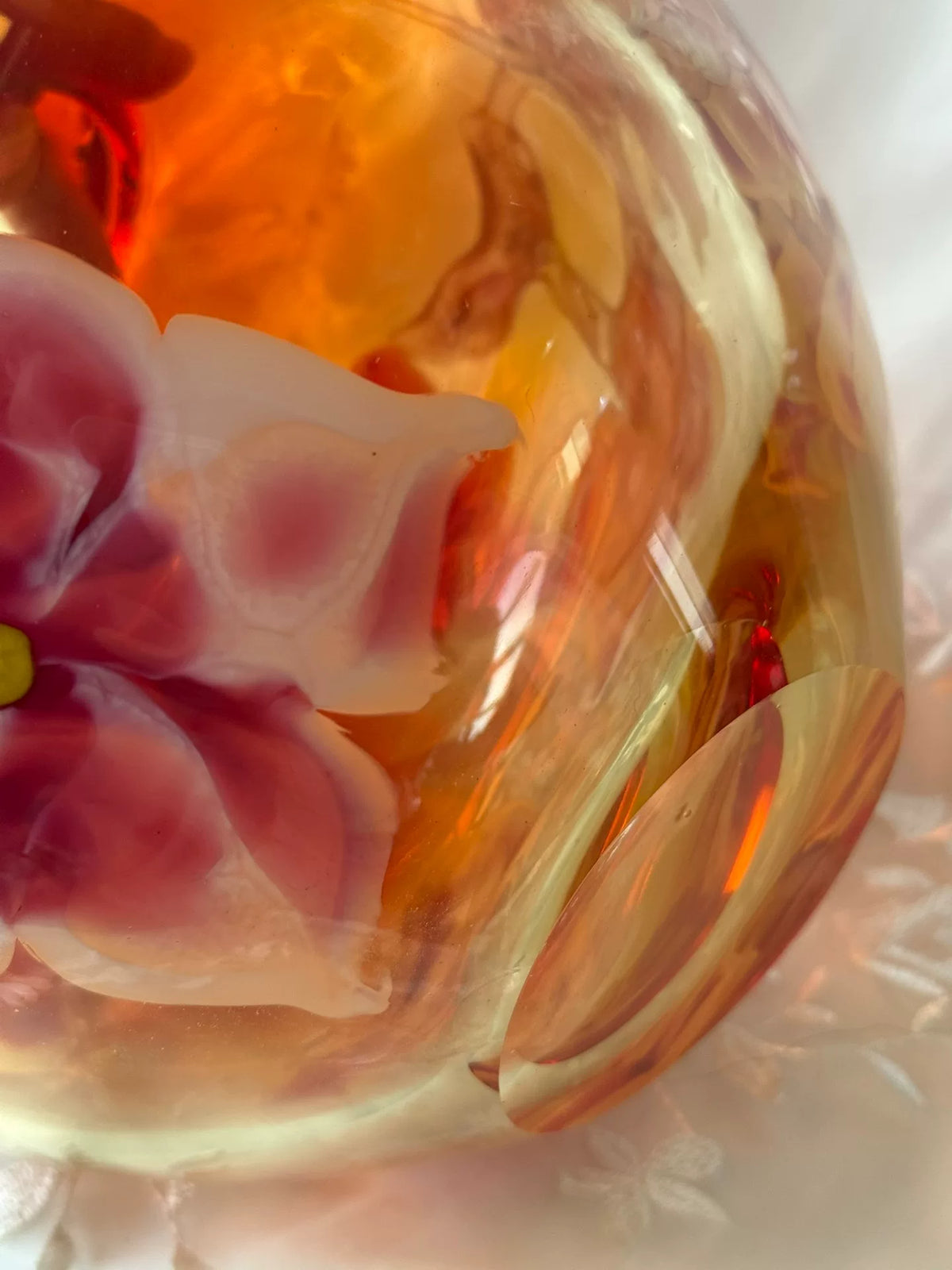 Vintage Glass Vase Set Red Amber Gradient