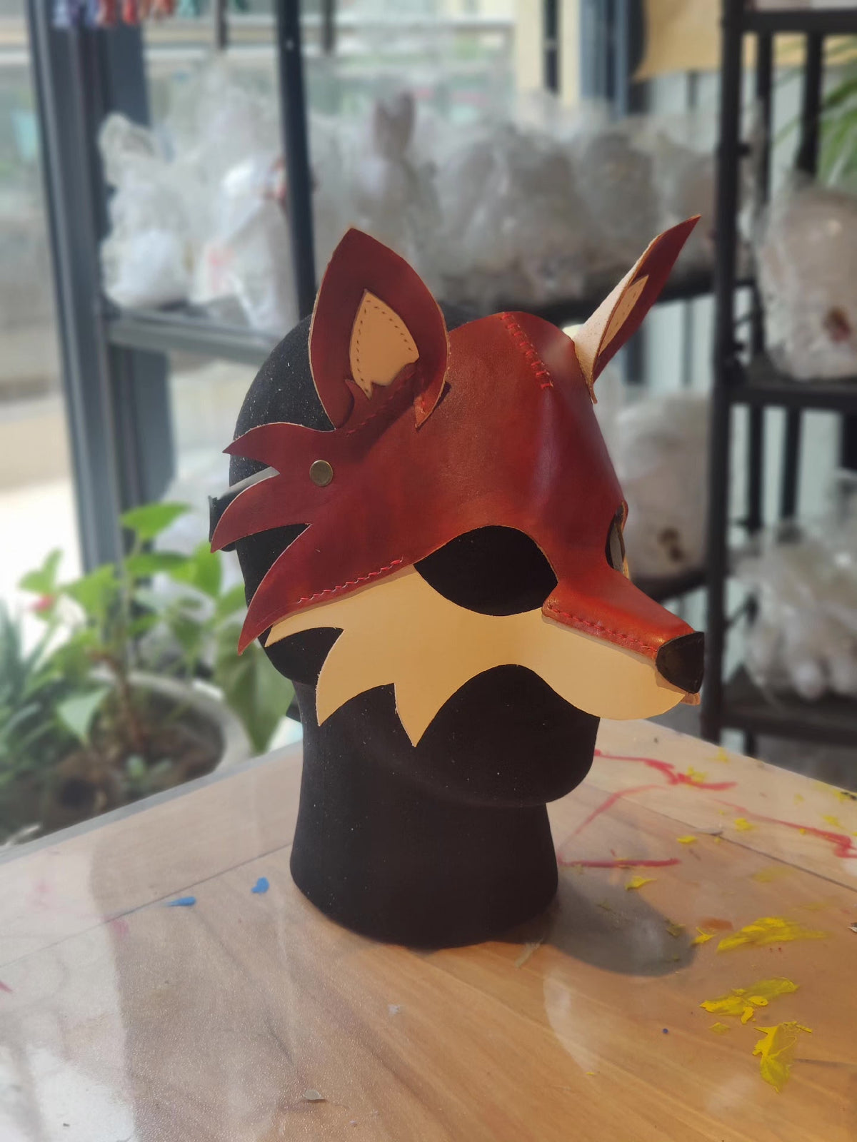 Handcrafted Leather Fox Mask Adjustable