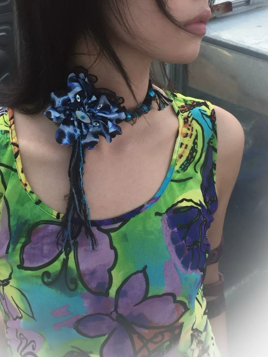 Colar e Pulseira de Flor Artesanal de Uso Duplo