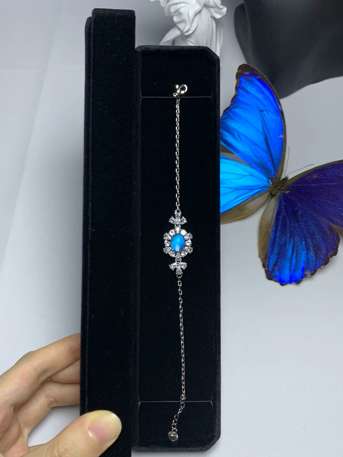 Morpho Butterfly Wing Crystal Bracelet
