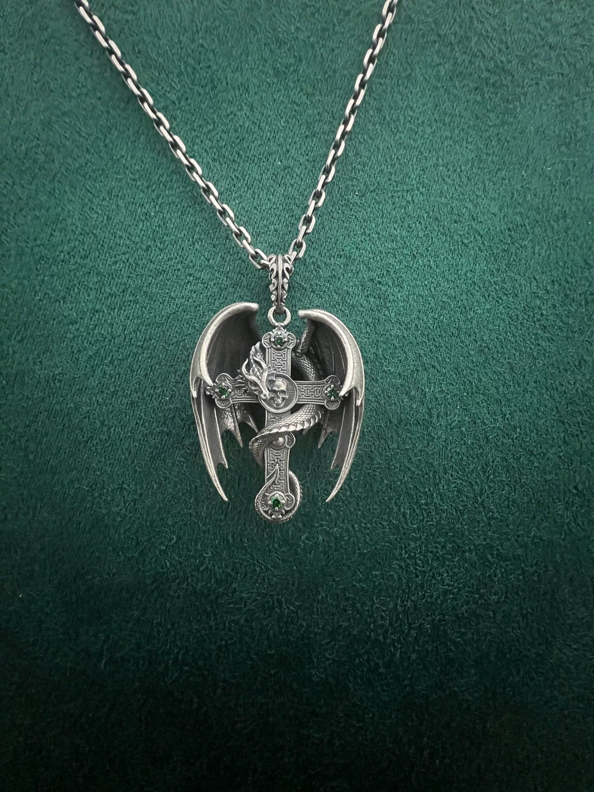 925 Zilver Dragon Skull Cross Hanger