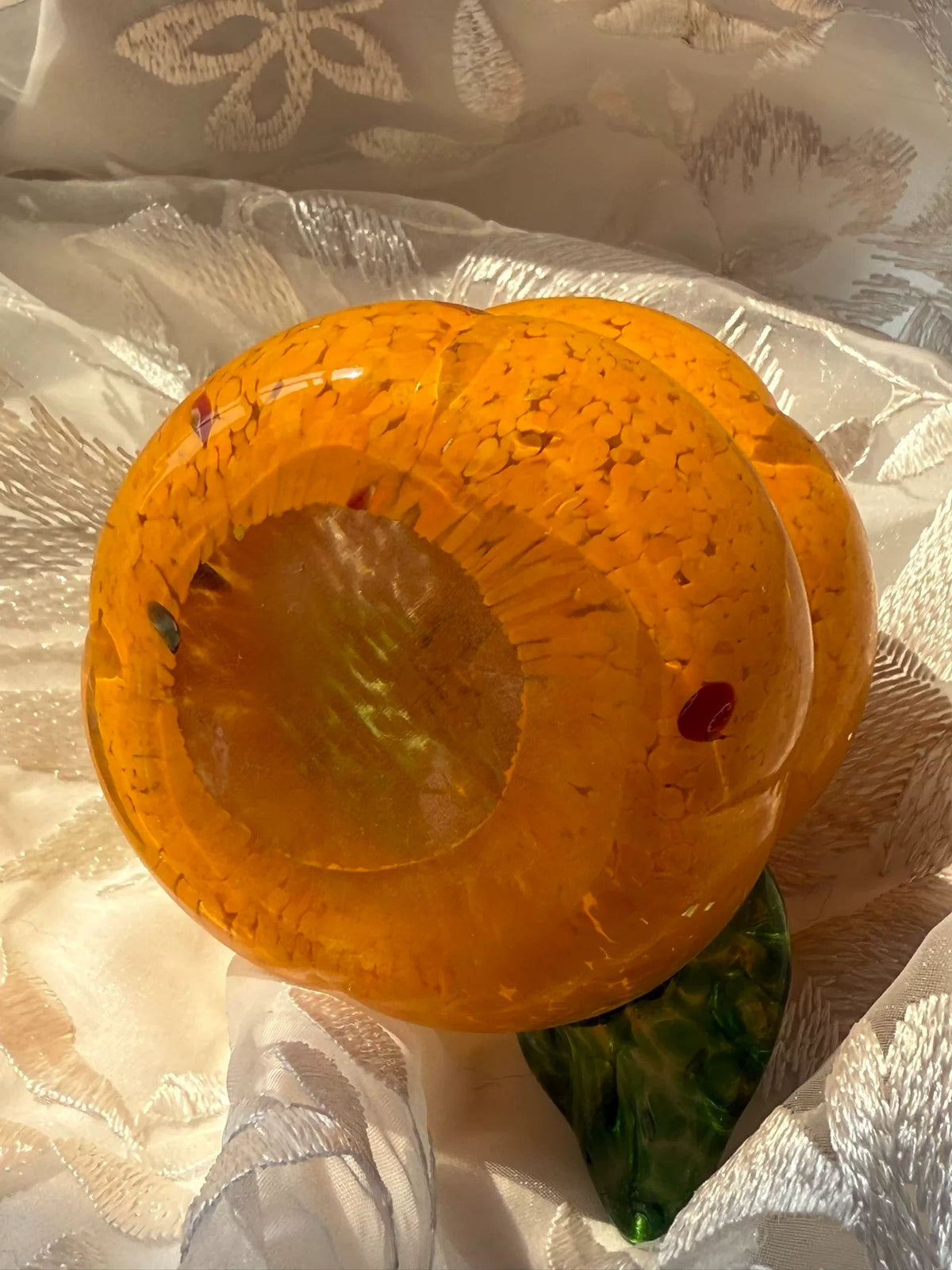 Orange Glass Double Persimmon Figurine